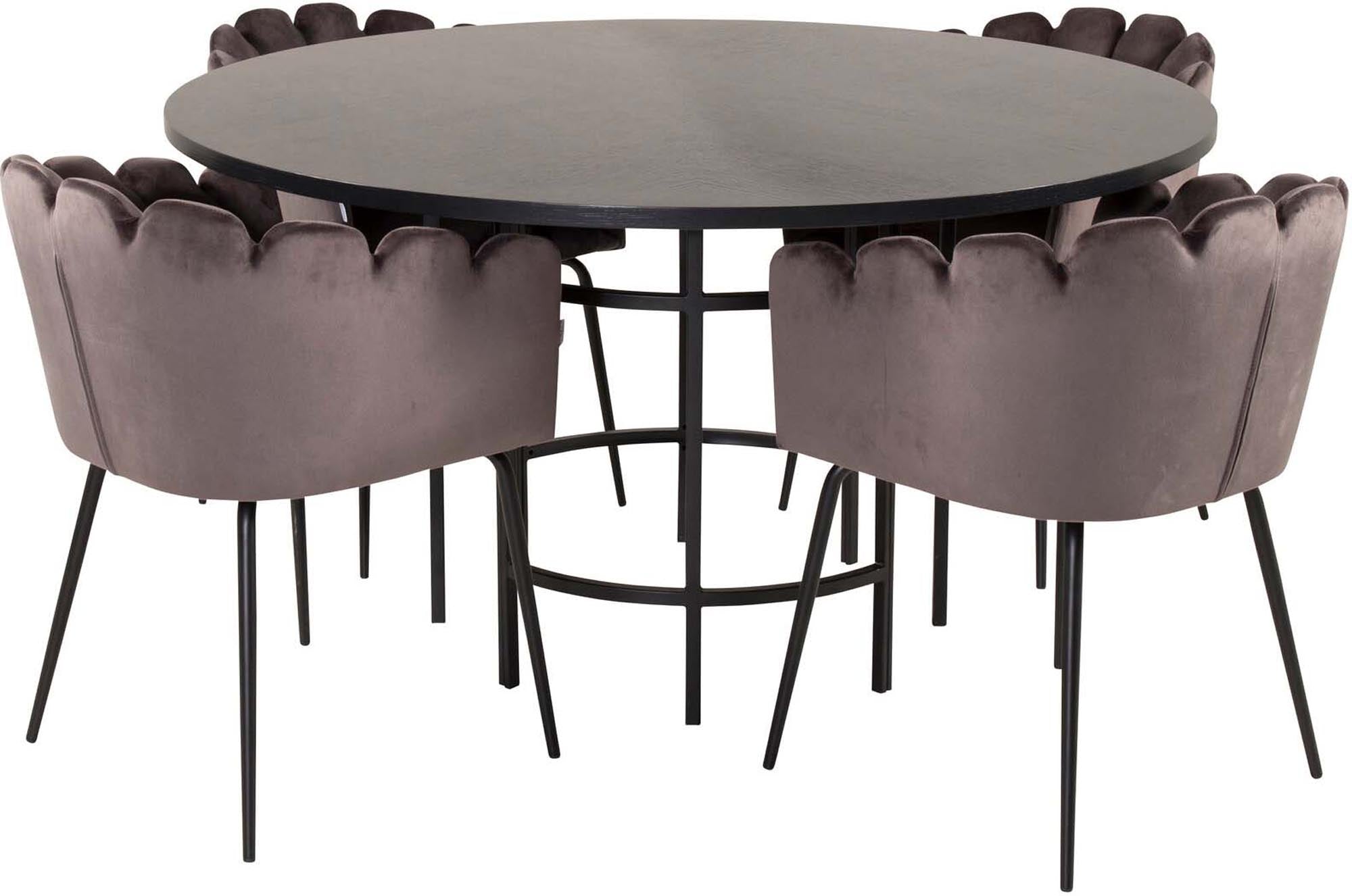 Esszimmerset Copenhagen + Limhamn ⌀140cm/4St. in Schwarzgrau präsentiert im Onlineshop von KAQTU Design AG. Esszimmerset ist von Venture Home