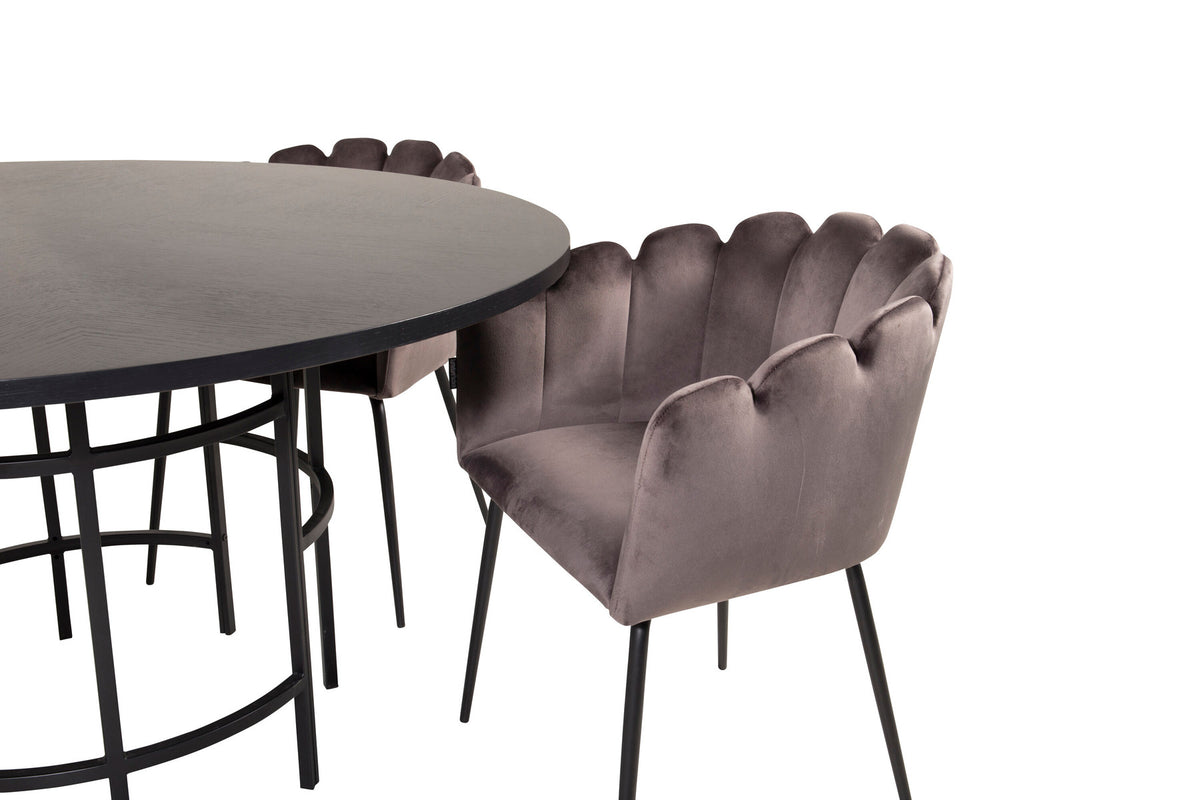 Esszimmerset Copenhagen + Limhamn ⌀140cm/4St. in Schwarzgrau präsentiert im Onlineshop von KAQTU Design AG. Esszimmerset ist von Venture Home