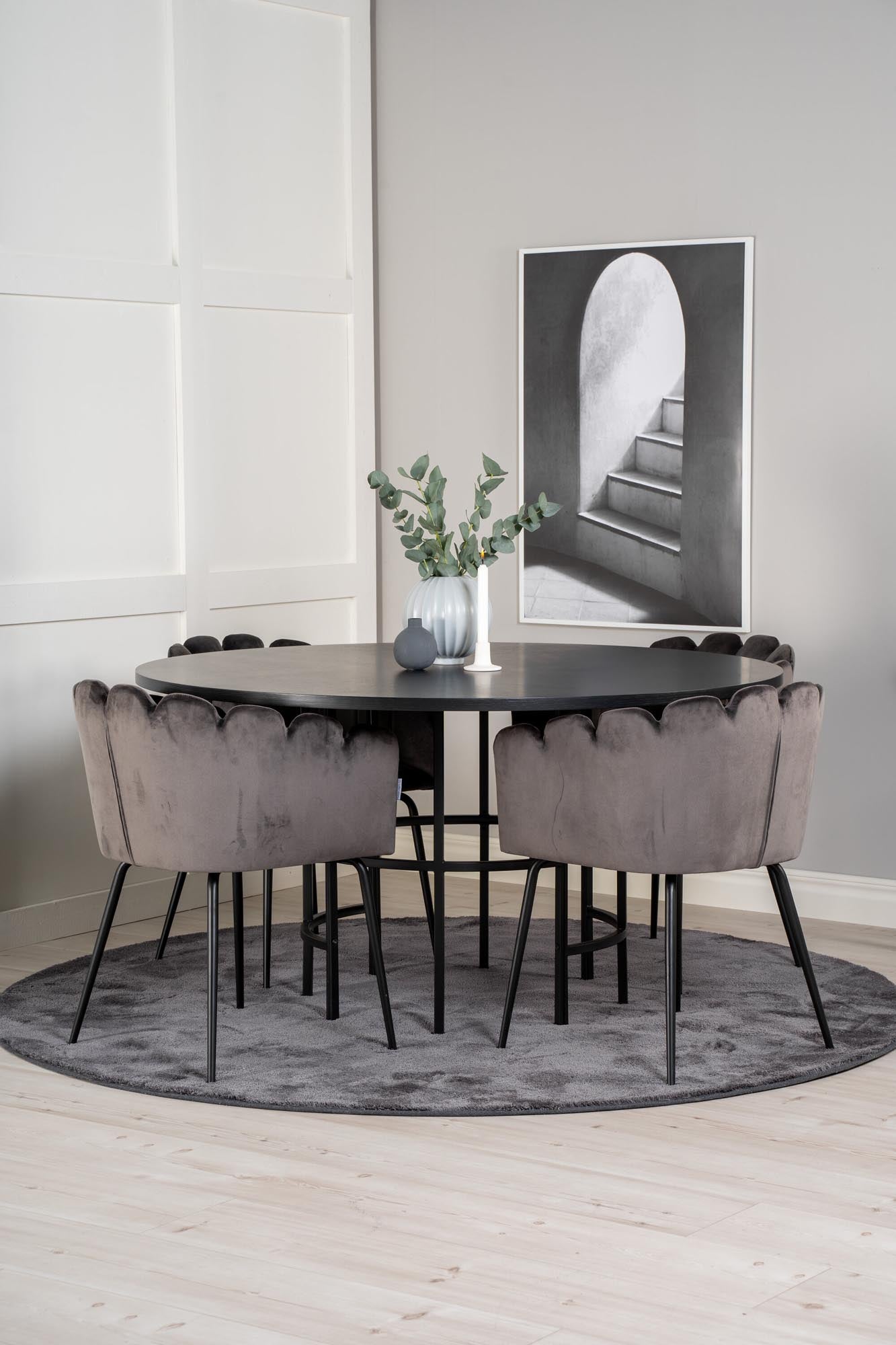 Esszimmerset Copenhagen + Limhamn ⌀140cm/4St. in Schwarzgrau präsentiert im Onlineshop von KAQTU Design AG. Esszimmerset ist von Venture Home