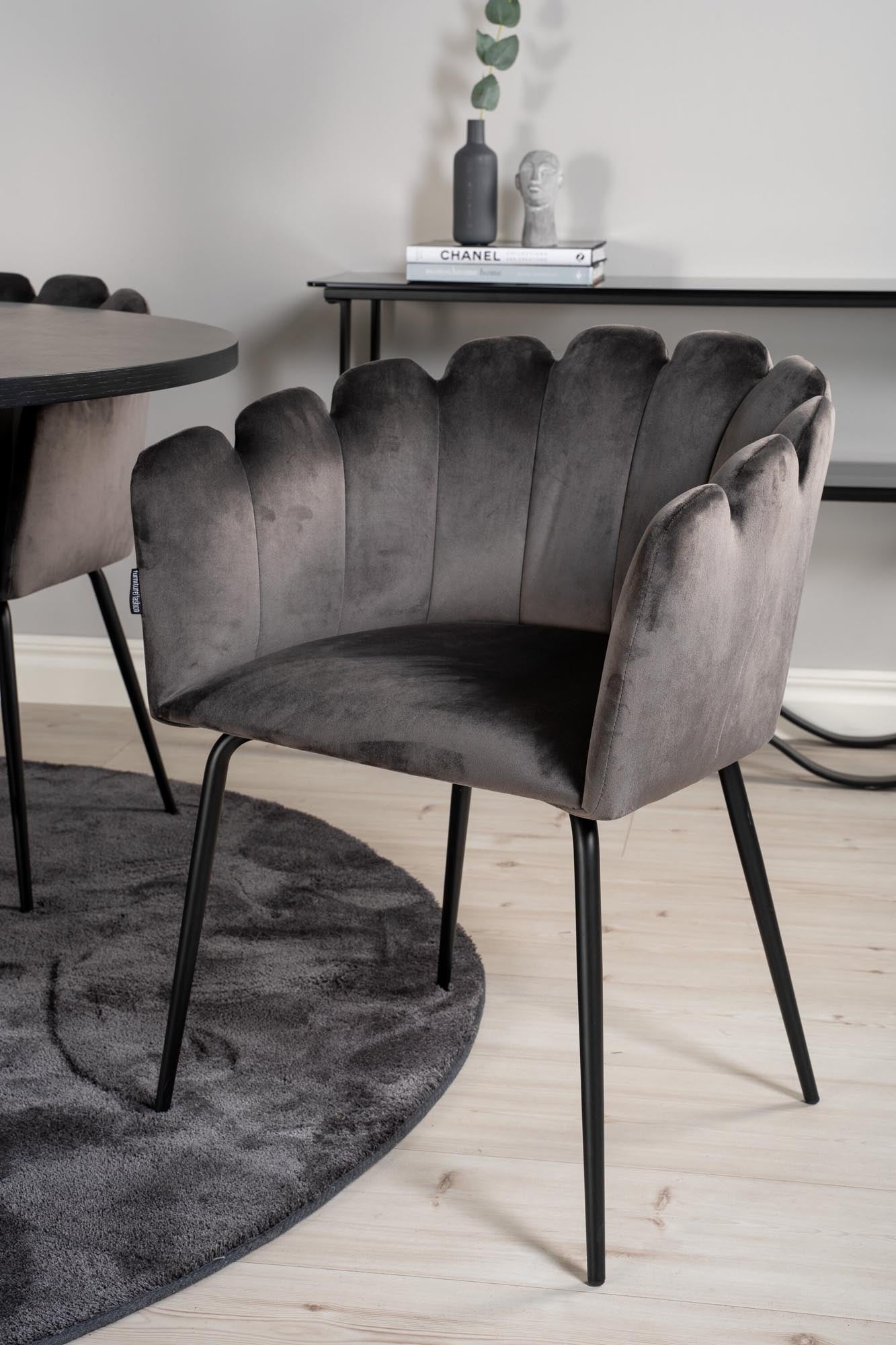 Esszimmerset Copenhagen + Limhamn ⌀140cm/4St. in Schwarzgrau präsentiert im Onlineshop von KAQTU Design AG. Esszimmerset ist von Venture Home