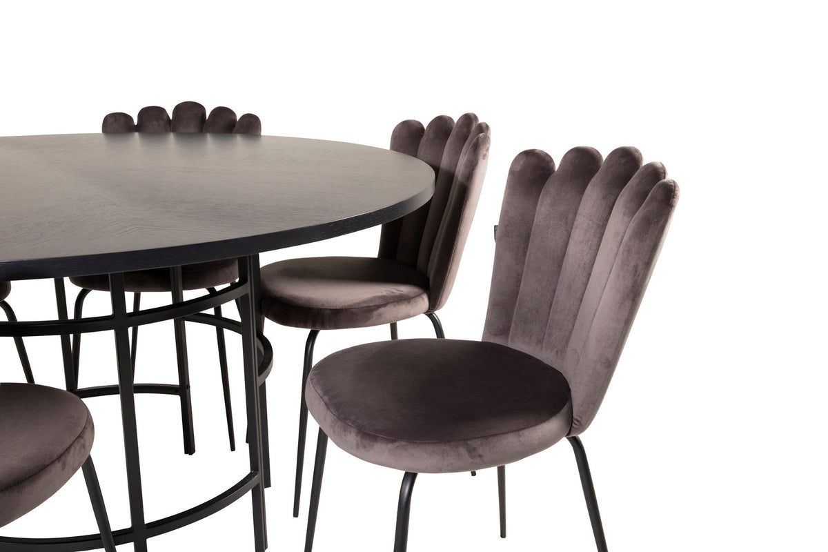 Esszimmerset Copenhagen + Limhamn ⌀140cm/6St. in Schwarzgrau präsentiert im Onlineshop von KAQTU Design AG. Esszimmerset ist von Venture Home