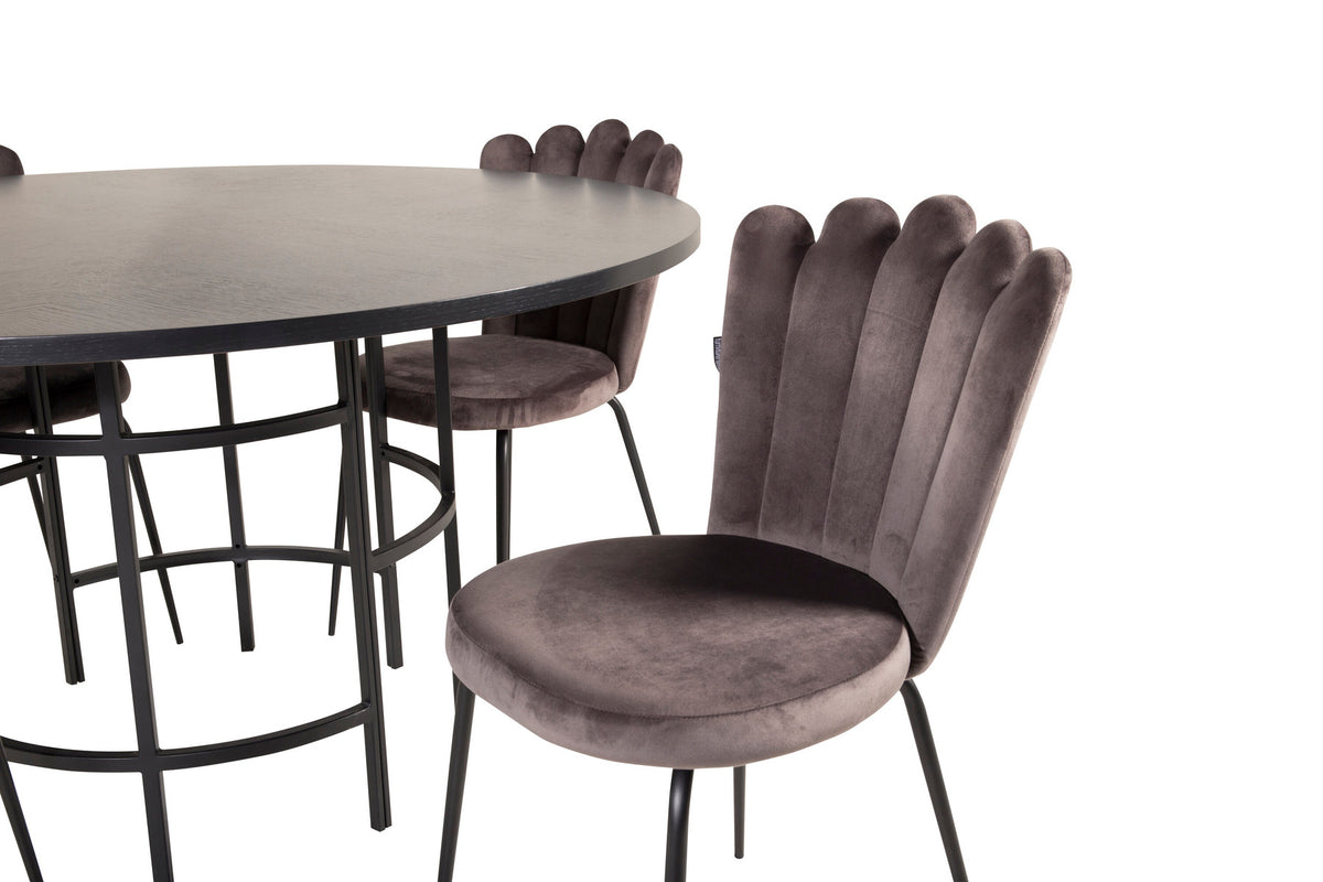 Esszimmerset Copenhagen + Limhamn Light ⌀140cm/4St. in Schwarzgrau präsentiert im Onlineshop von KAQTU Design AG. Esszimmerset ist von Venture Home