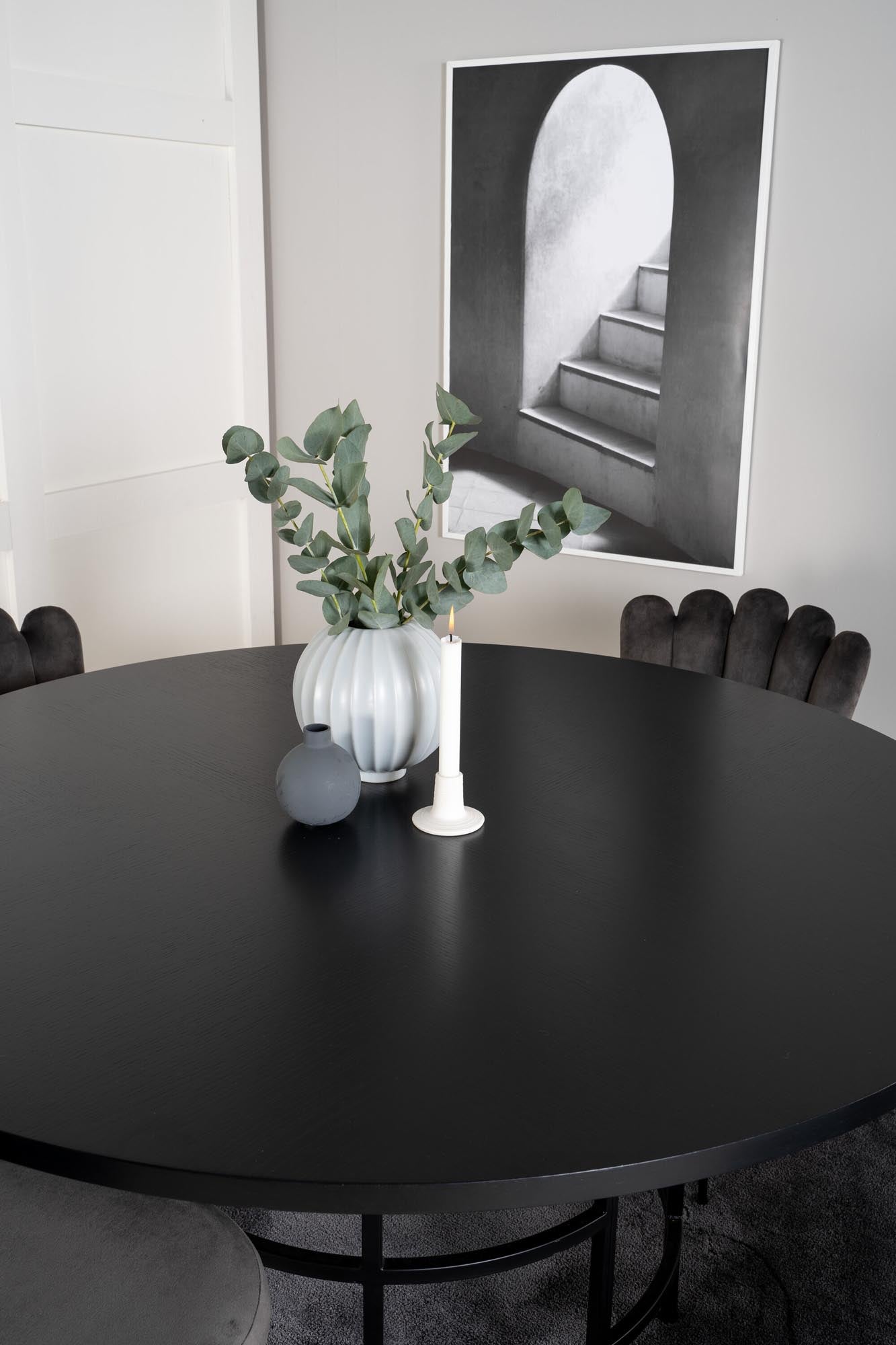 Esszimmerset Copenhagen + Limhamn Light ⌀140cm/4St. in Schwarzgrau präsentiert im Onlineshop von KAQTU Design AG. Esszimmerset ist von Venture Home