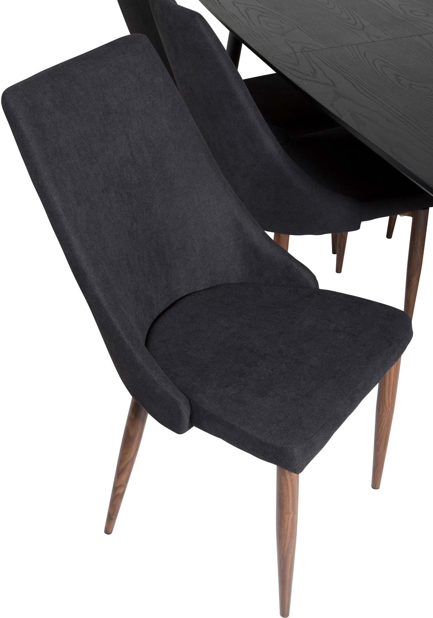 Gold Esszimmerset ausziehbar + Leone 180cm/6St. in Schwarz, Natur präsentiert im Onlineshop von KAQTU Design AG. Esszimmerset ist von Venture Home