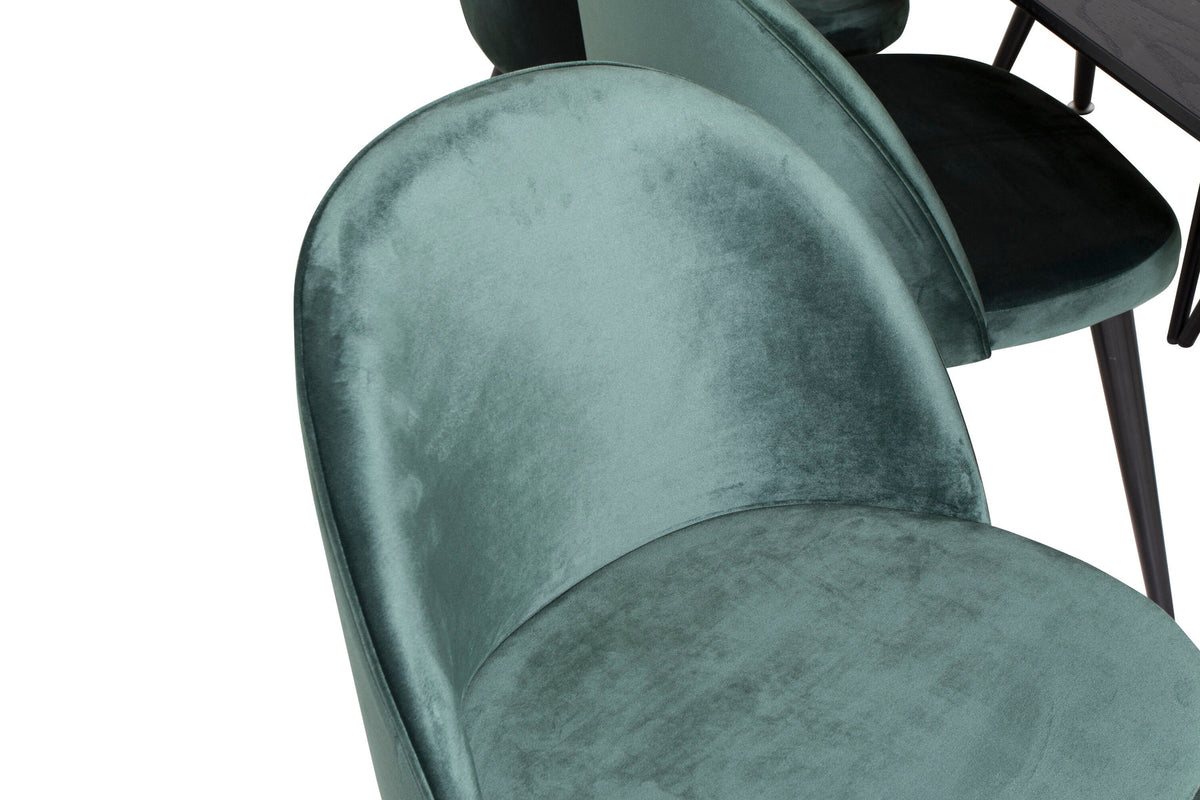 Gold Esszimmerset ausziehbar + Velvet 180cm/6St. in Schwarz Grün präsentiert im Onlineshop von KAQTU Design AG. Esszimmerset ist von Venture Home