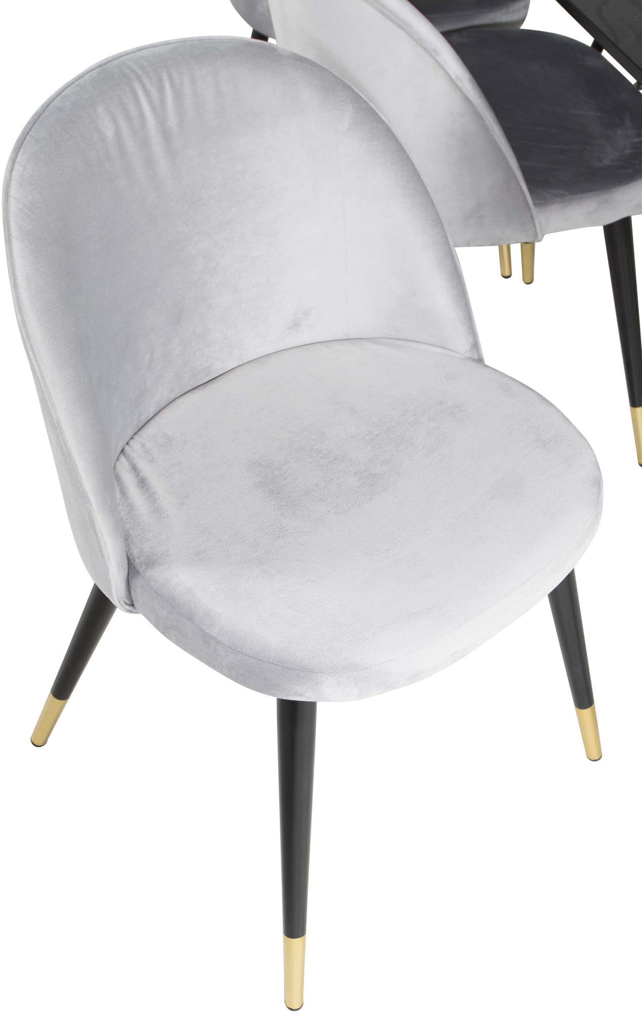 Gold Esszimmerset ausziehbar + Velvet 180cm/6St. in Schwarz, Gold, Grau präsentiert im Onlineshop von KAQTU Design AG. Esszimmerset ist von Venture Home