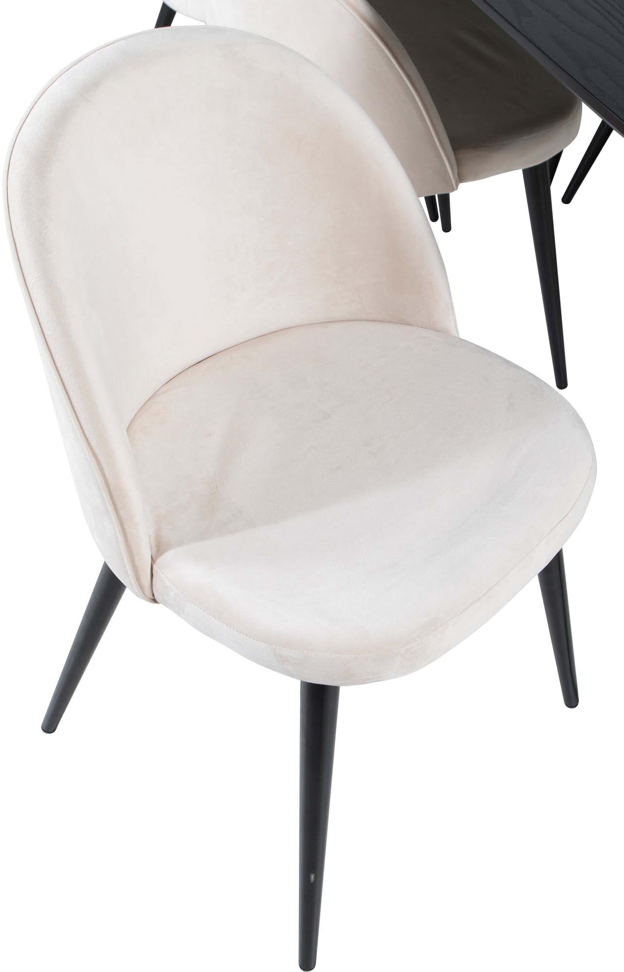 Gold Esszimmerset ausziehbar + Velvet 180cm/6St. in Beige, Schwarz präsentiert im Onlineshop von KAQTU Design AG. Esszimmerset ist von Venture Home