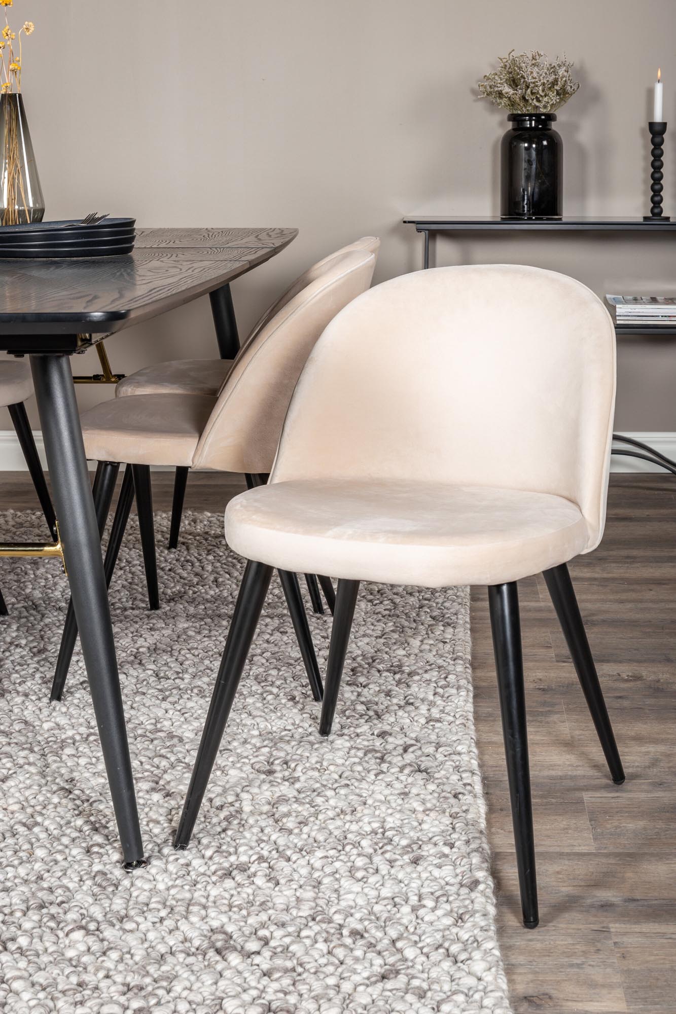 Gold Esszimmerset ausziehbar + Velvet 180cm/6St. in Beige, Schwarz präsentiert im Onlineshop von KAQTU Design AG. Esszimmerset ist von Venture Home