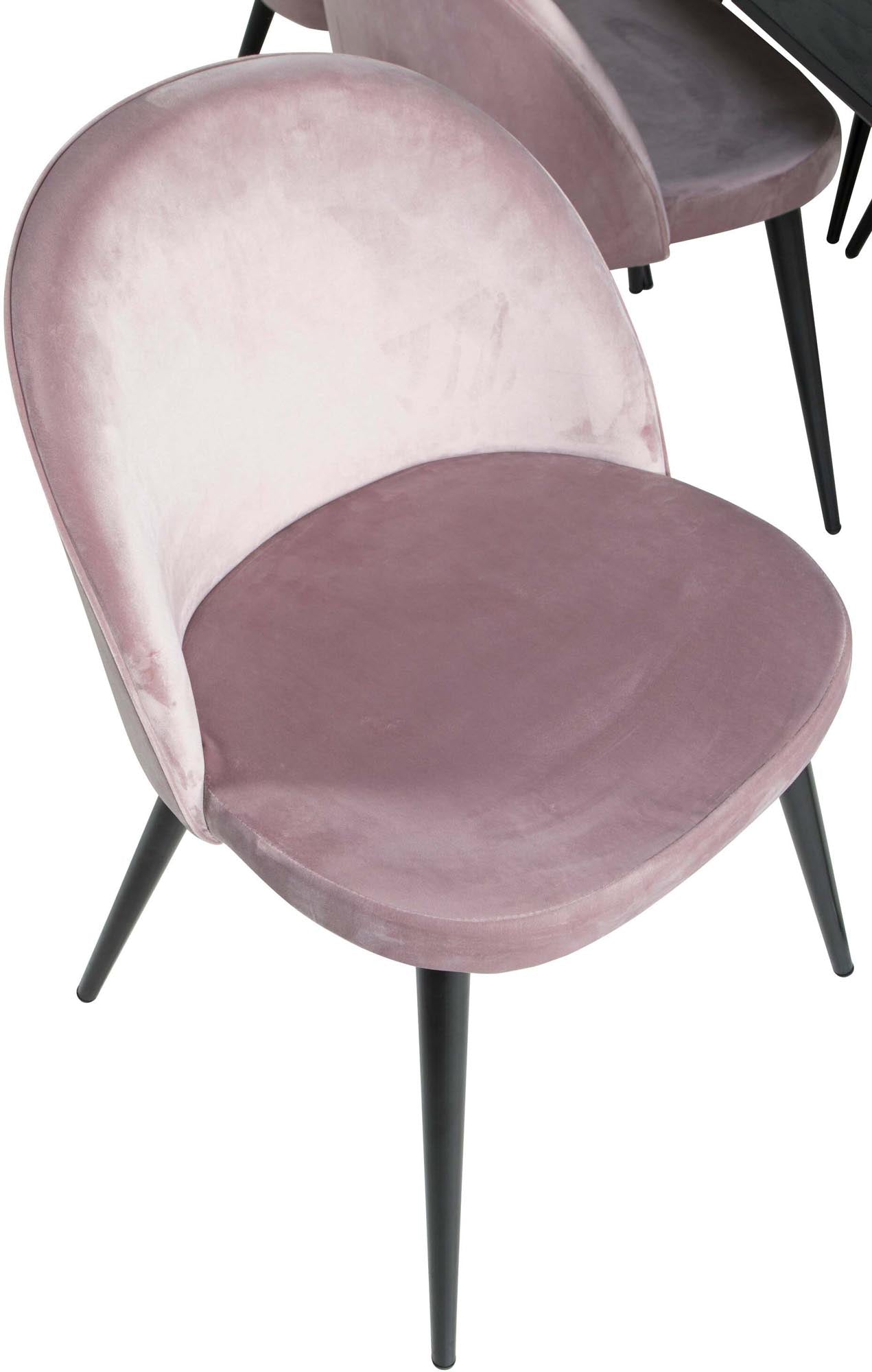Gold Esszimmerset ausziehbar + Velvet 180cm/6St. in Schwarz, Altrosa präsentiert im Onlineshop von KAQTU Design AG. Esszimmerset ist von Venture Home