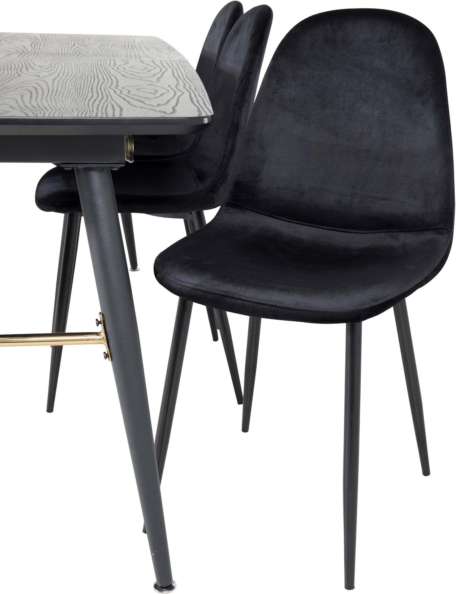 Gold Esszimmerset ausziehbar + Polar Dining 180cm/6St. in Schwarz präsentiert im Onlineshop von KAQTU Design AG. Esszimmerset ist von Venture Home