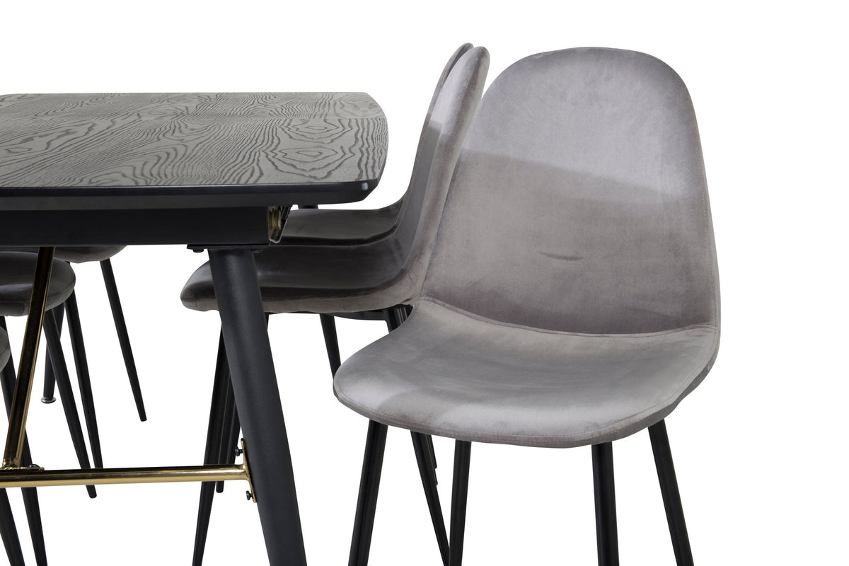 Gold Esszimmerset ausziehbar + Polar Dining 180cm/6St. in Schwarzgrau präsentiert im Onlineshop von KAQTU Design AG. Esszimmerset ist von Venture Home