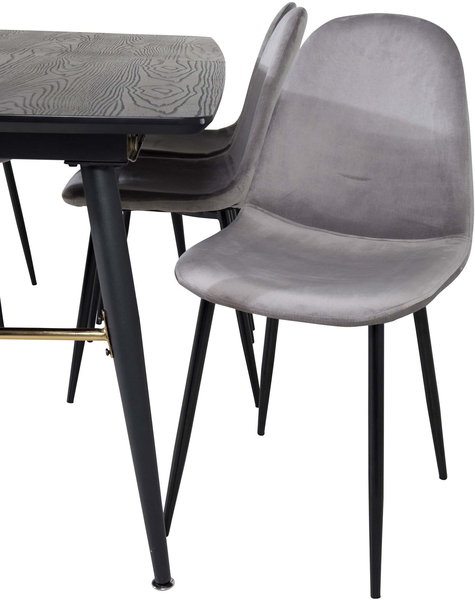 Gold Esszimmerset ausziehbar + Polar Dining 180cm/6St. in Schwarzgrau präsentiert im Onlineshop von KAQTU Design AG. Esszimmerset ist von Venture Home