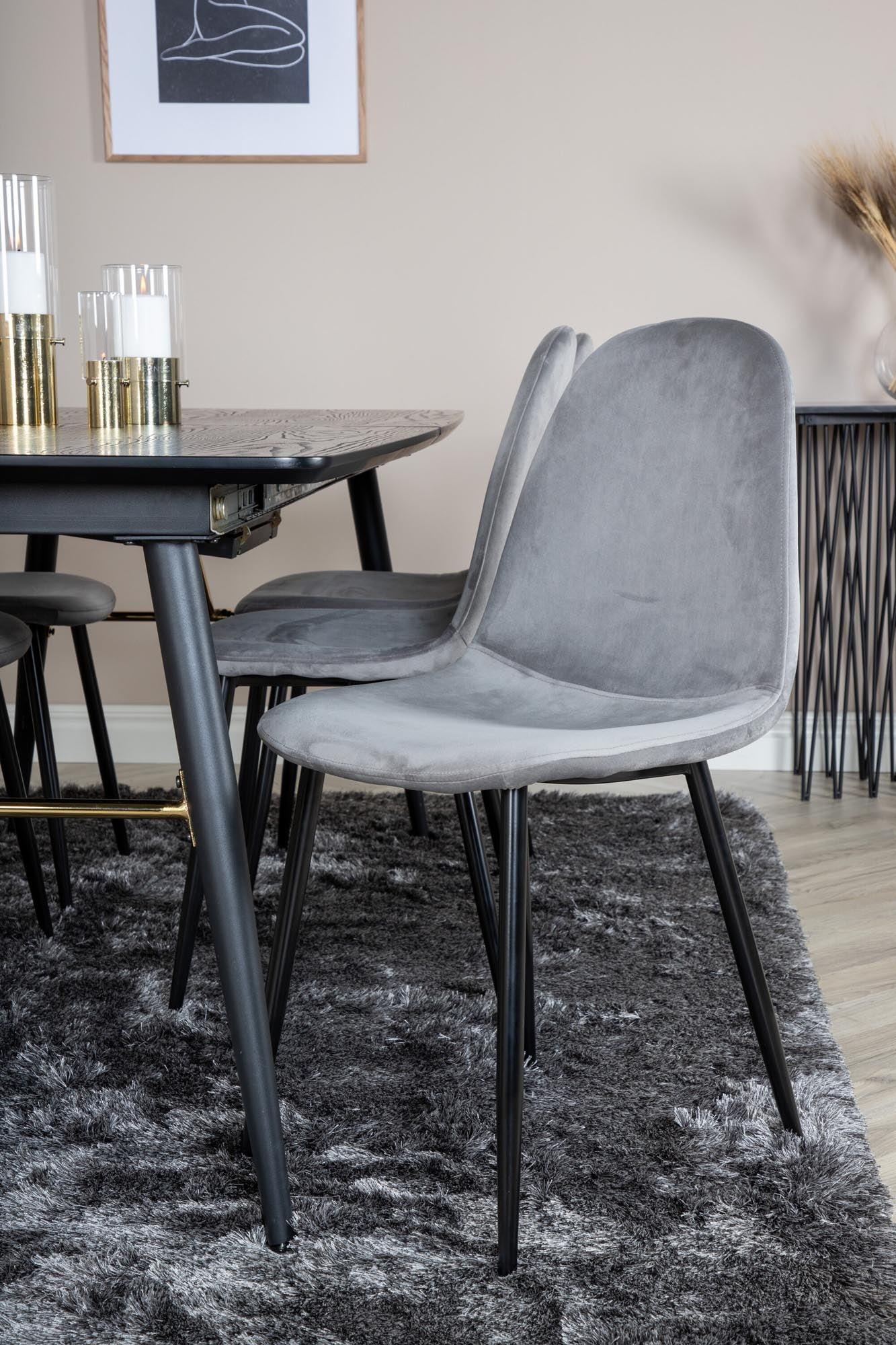 Gold Esszimmerset ausziehbar + Polar Dining 180cm/6St. in Schwarzgrau präsentiert im Onlineshop von KAQTU Design AG. Esszimmerset ist von Venture Home