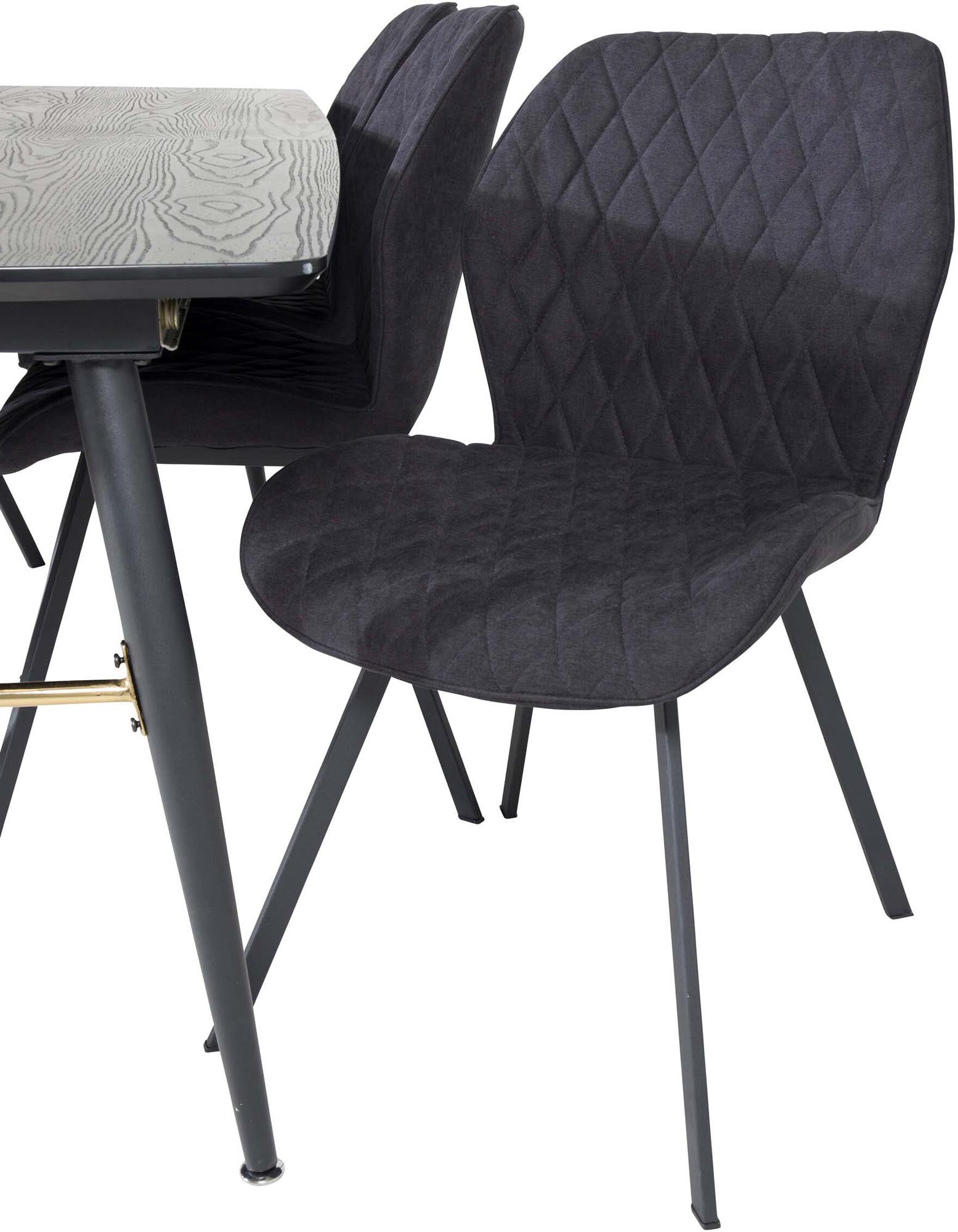 Gold Esszimmerset ausziehbar + Gemma 180cm/6St. in Schwarz präsentiert im Onlineshop von KAQTU Design AG. Esszimmerset ist von Venture Home