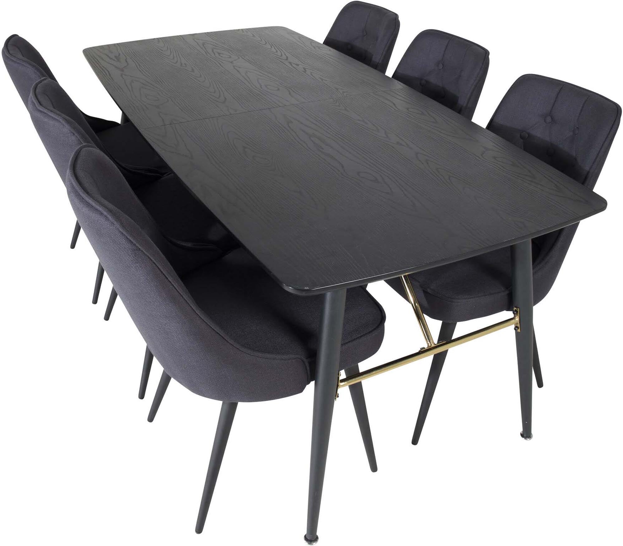 Gold Esszimmerset ausziehbar + Velvet Deluxe 180cm/6St. in Schwarz präsentiert im Onlineshop von KAQTU Design AG. Esszimmerset ist von Venture Home