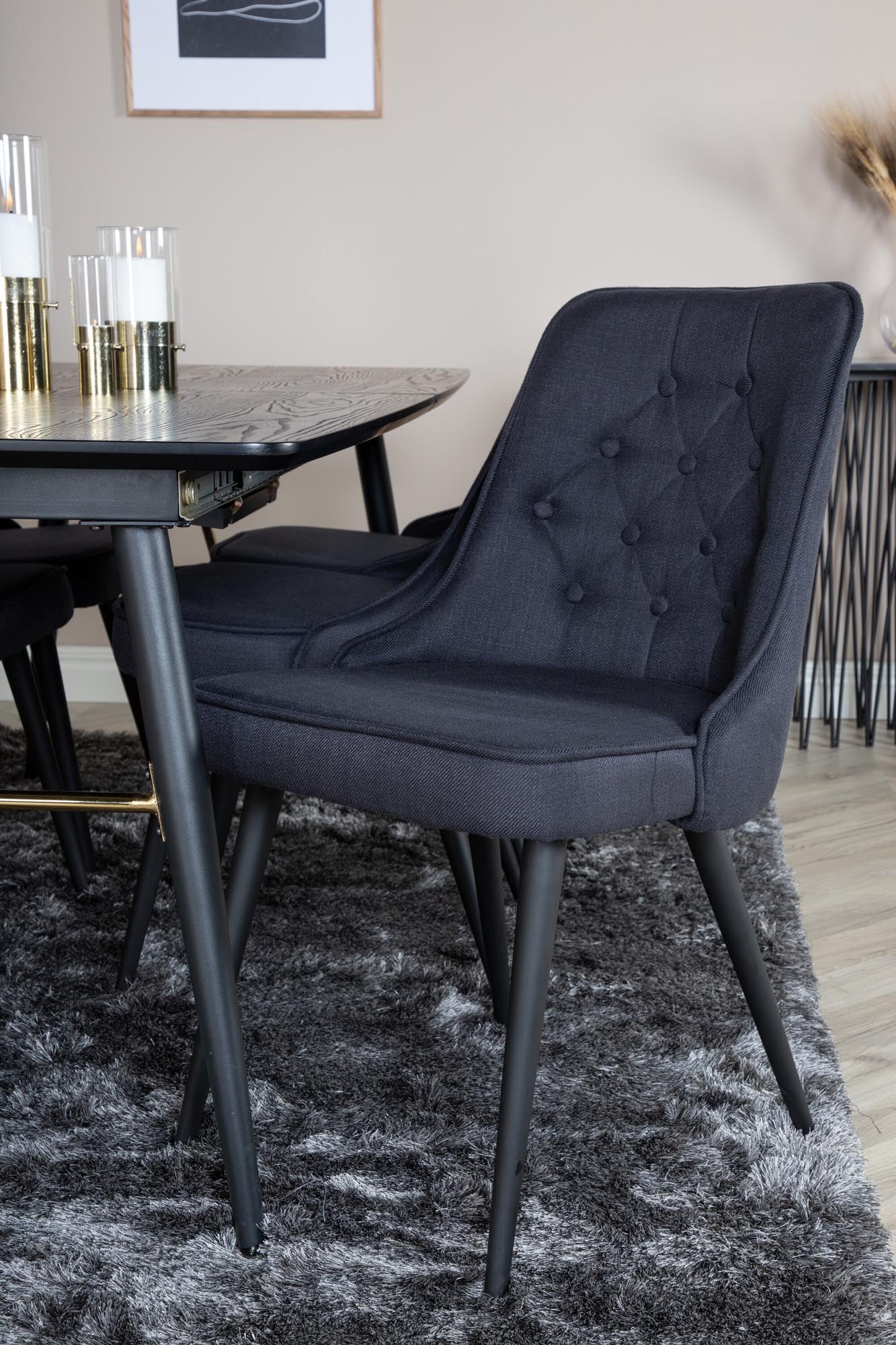 Gold Esszimmerset ausziehbar + Velvet Deluxe 180cm/6St. in Schwarz präsentiert im Onlineshop von KAQTU Design AG. Esszimmerset ist von Venture Home
