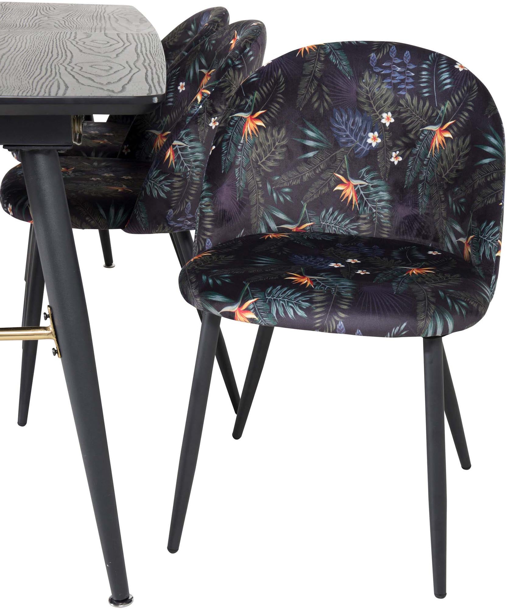 Gold Esszimmerset ausziehbar + Velvet 180cm/6St. in Schwarz präsentiert im Onlineshop von KAQTU Design AG. Esszimmerset ist von Venture Home