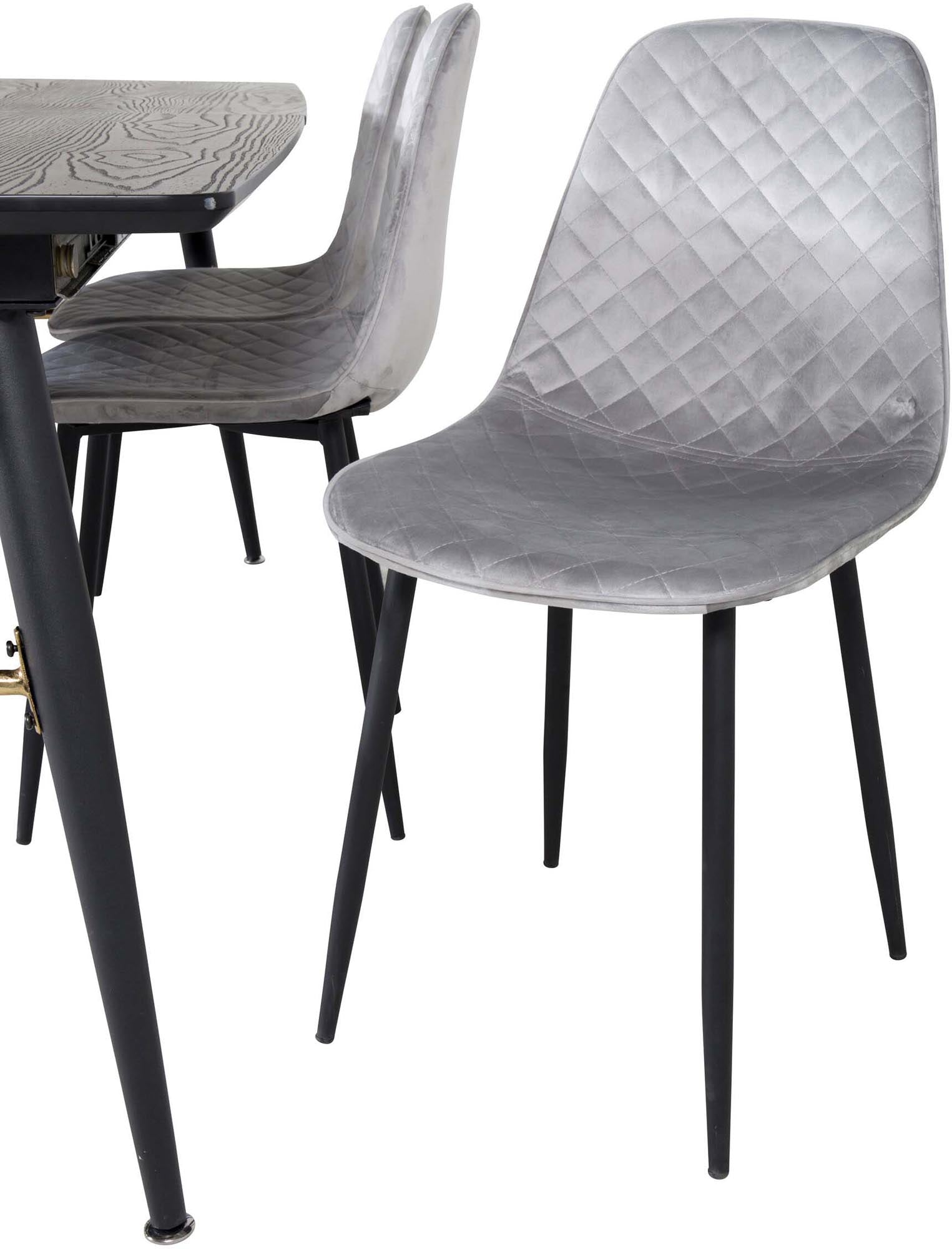 Gold Esszimmerset ausziehbar + Polar 180cm/6St. in Schwarzgrau präsentiert im Onlineshop von KAQTU Design AG. Esszimmerset ist von Venture Home