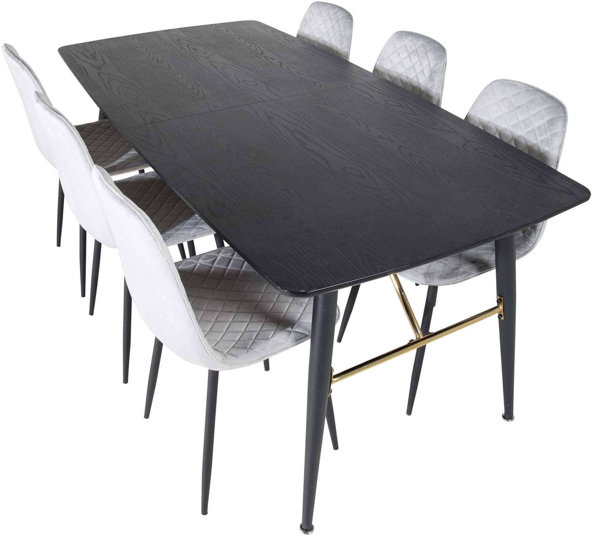 Gold Esszimmerset ausziehbar + Polar 180cm/6St. in Schwarzgrau präsentiert im Onlineshop von KAQTU Design AG. Esszimmerset ist von Venture Home