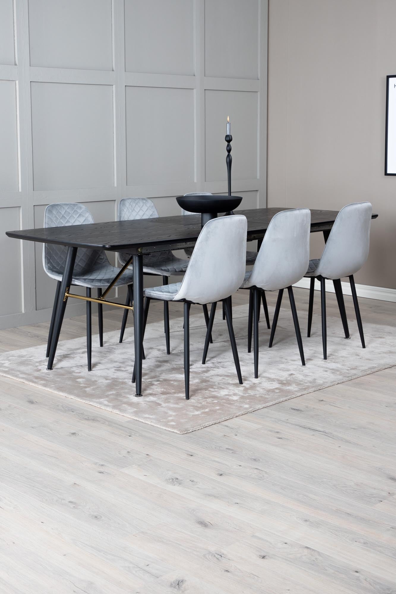 Gold Esszimmerset ausziehbar + Polar 180cm/6St. in Schwarzgrau präsentiert im Onlineshop von KAQTU Design AG. Esszimmerset ist von Venture Home