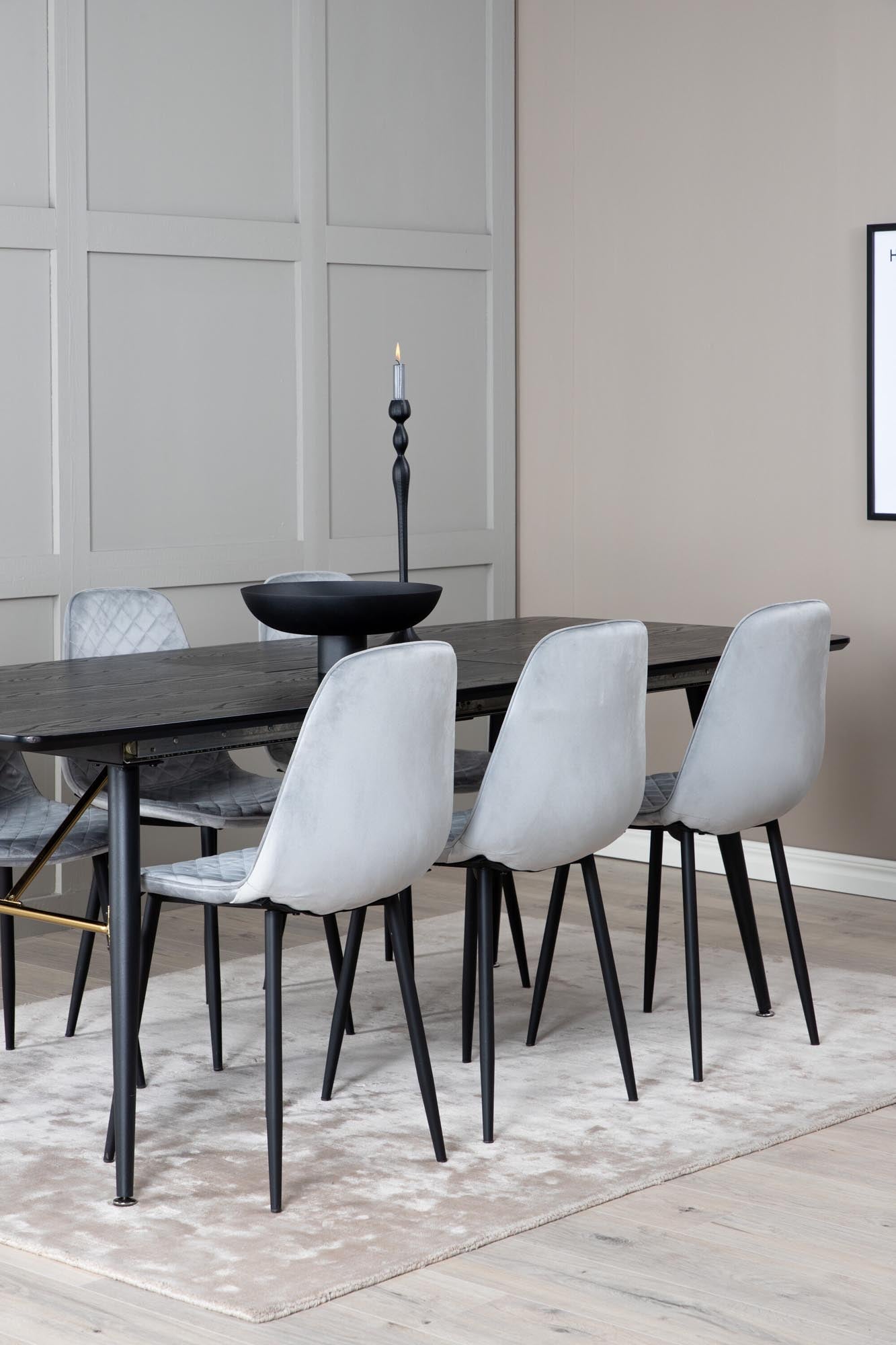 Gold Esszimmerset ausziehbar + Polar 180cm/6St. in Schwarzgrau präsentiert im Onlineshop von KAQTU Design AG. Esszimmerset ist von Venture Home