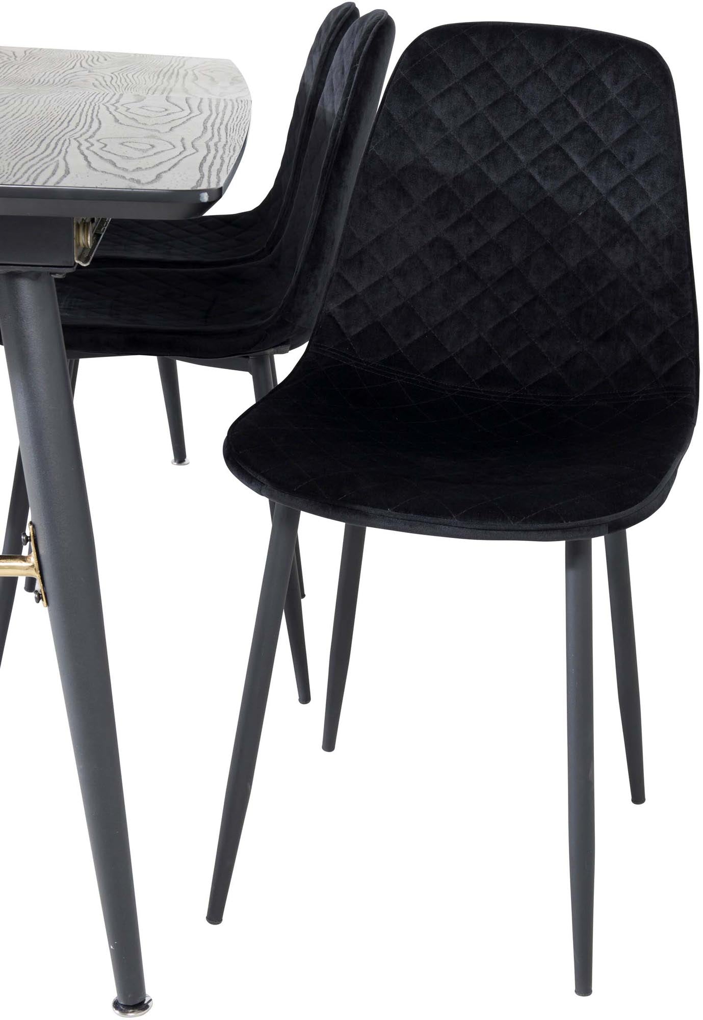 Gold Esszimmerset ausziehbar + Polar 180cm/6St. in Schwarz präsentiert im Onlineshop von KAQTU Design AG. Esszimmerset ist von Venture Home