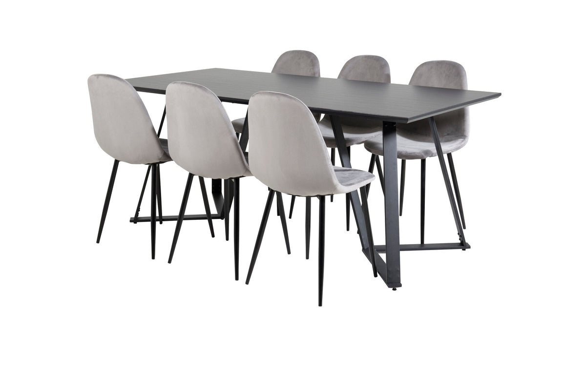 Marina Esszimmerset Polar 180cm/6St. in Schwarzgrau präsentiert im Onlineshop von KAQTU Design AG. Esszimmerset ist von Venture Home