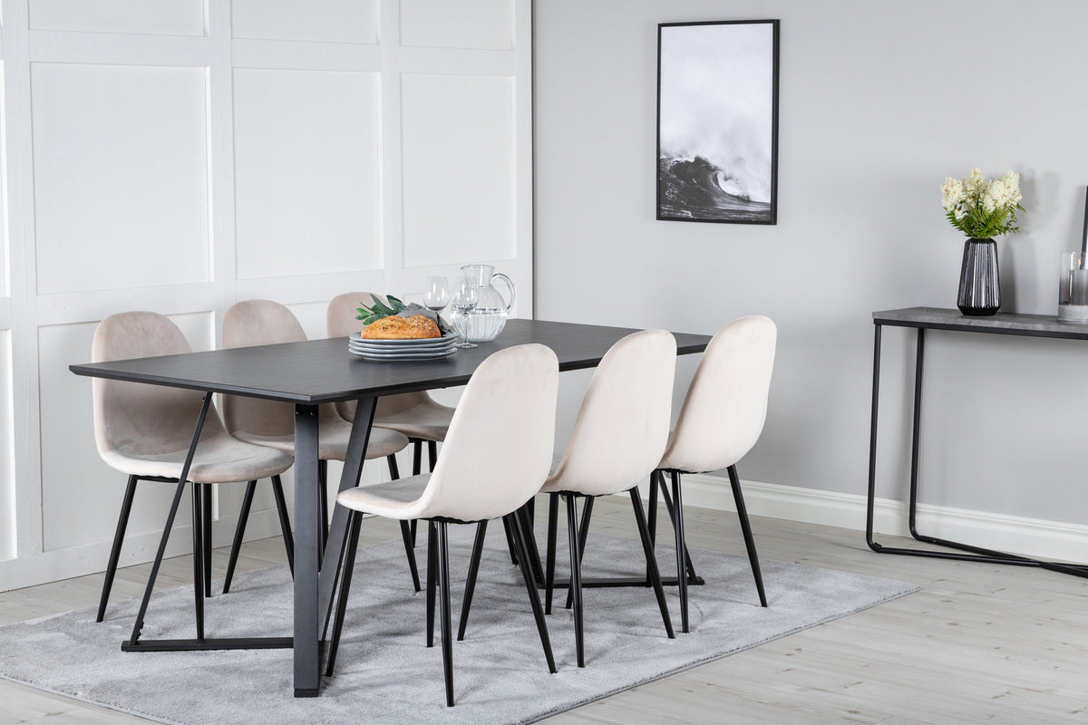 Marina Esszimmerset Polar 180cm/6St. in Beige, Schwarz präsentiert im Onlineshop von KAQTU Design AG. Esszimmerset ist von Venture Home