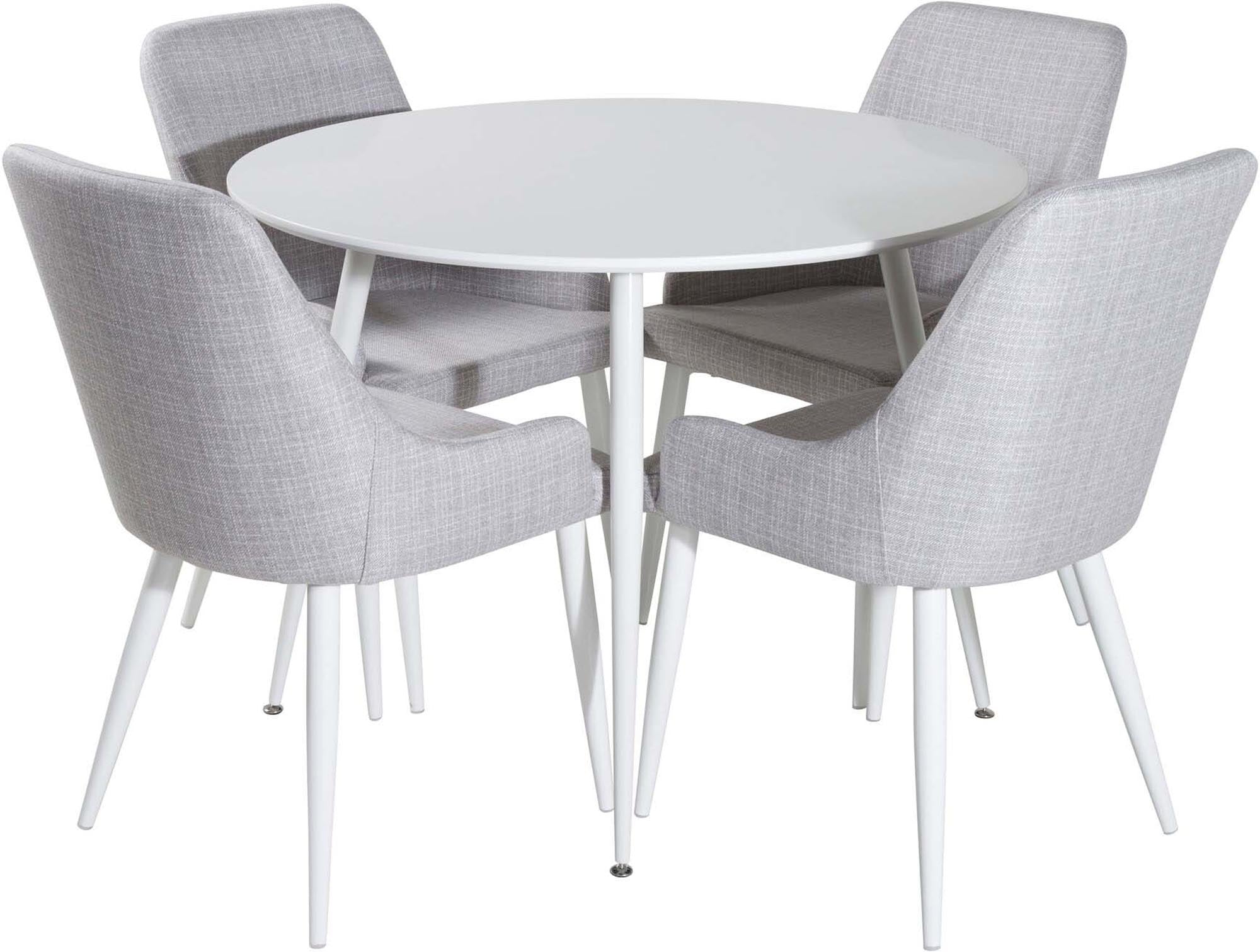 Plaza Esszimmerset ⌀100cm/4St. in Grau / Weiss präsentiert im Onlineshop von KAQTU Design AG. Esszimmerset ist von Venture Home