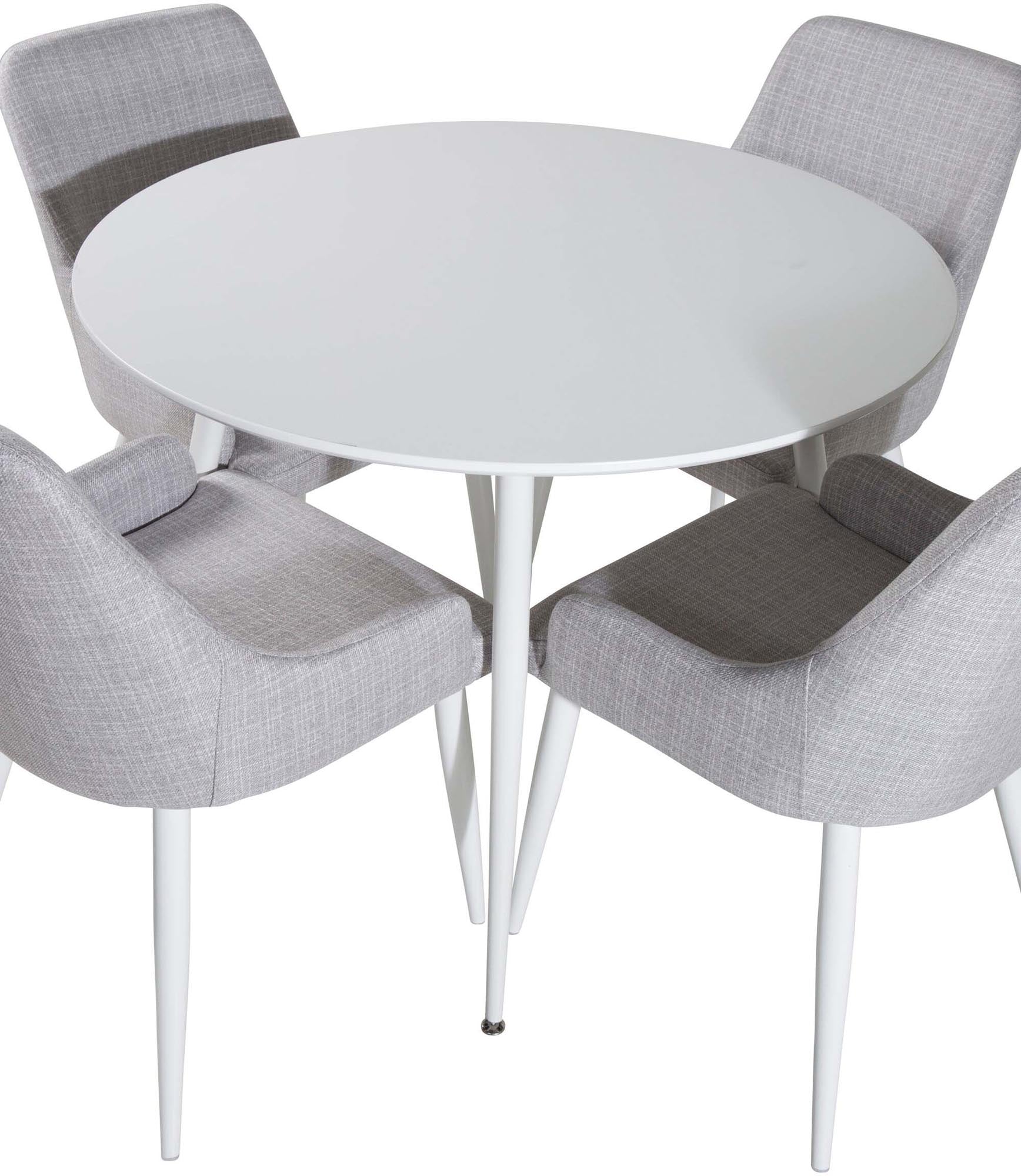 Plaza Esszimmerset ⌀100cm/4St. in Grau / Weiss präsentiert im Onlineshop von KAQTU Design AG. Esszimmerset ist von Venture Home