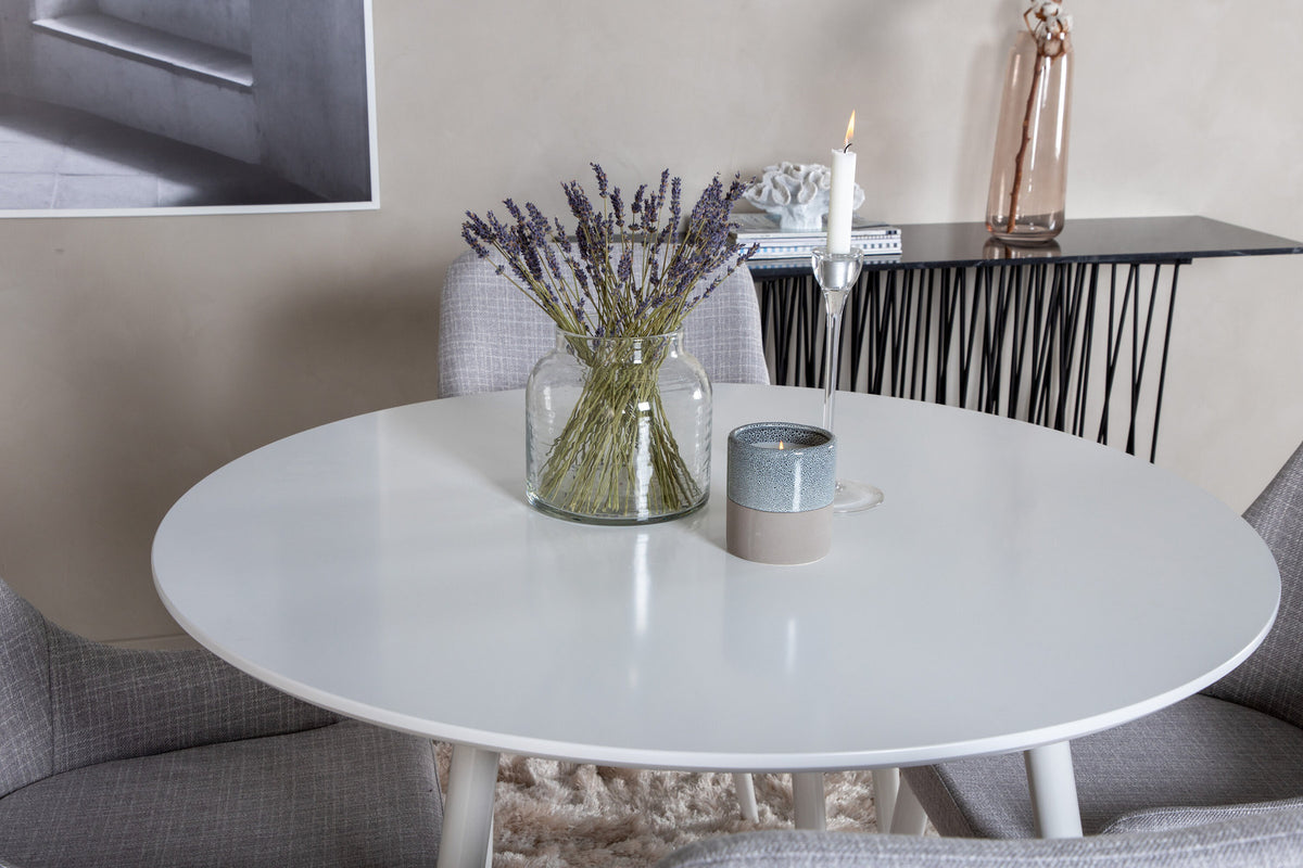 Plaza Esszimmerset ⌀100cm/4St. in Grau / Weiss präsentiert im Onlineshop von KAQTU Design AG. Esszimmerset ist von Venture Home