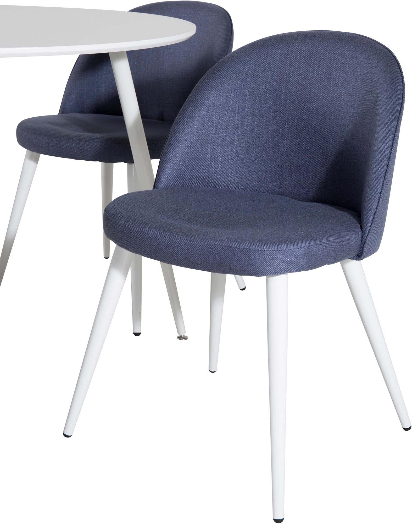 Plaza Esszimerset + Velvet ⌀100cm/4St. in Blau / Weiss präsentiert im Onlineshop von KAQTU Design AG. Esszimmerset ist von Venture Home