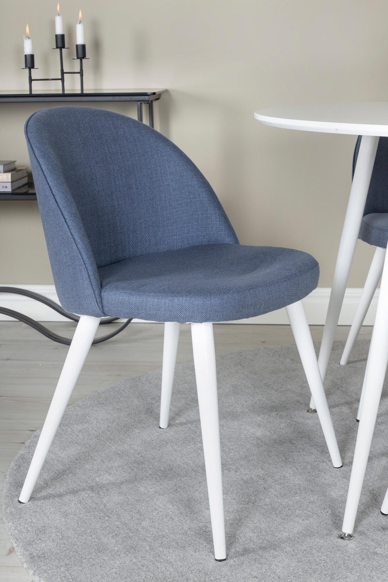 Plaza Esszimerset + Velvet ⌀100cm/4St. in Blau / Weiss präsentiert im Onlineshop von KAQTU Design AG. Esszimmerset ist von Venture Home