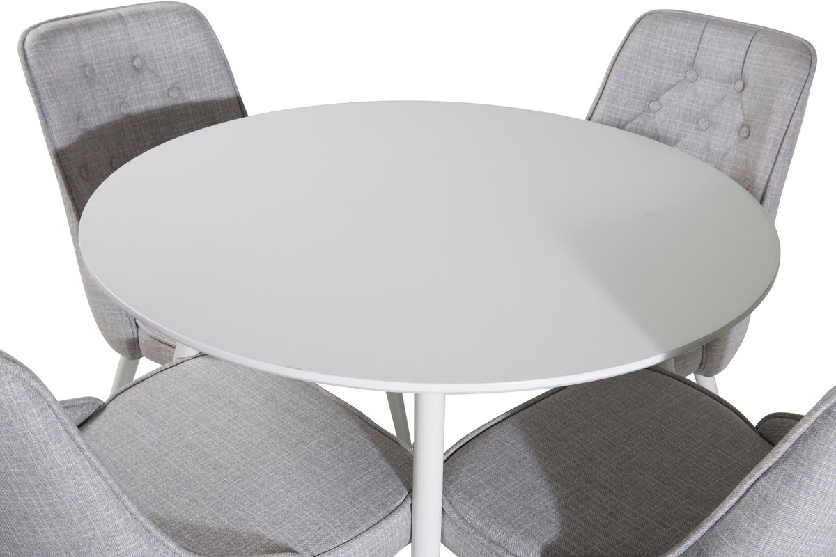 Plaza Esszimerset + Velvet Deluxe ⌀100cm/4St. in Weiss präsentiert im Onlineshop von KAQTU Design AG. Esszimmerset ist von Venture Home