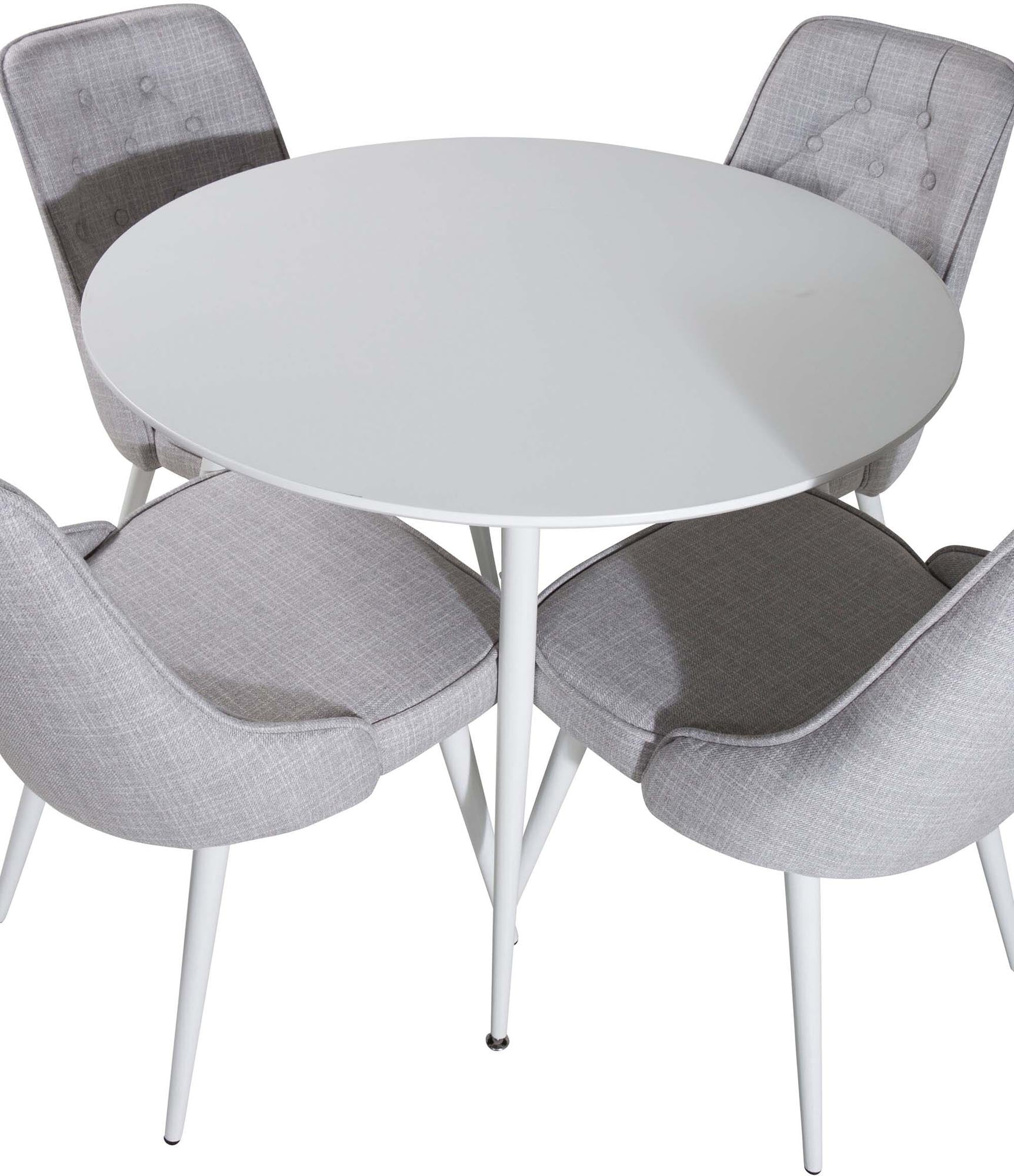 Plaza Esszimerset + Velvet Deluxe ⌀100cm/4St. in Weiss präsentiert im Onlineshop von KAQTU Design AG. Esszimmerset ist von Venture Home