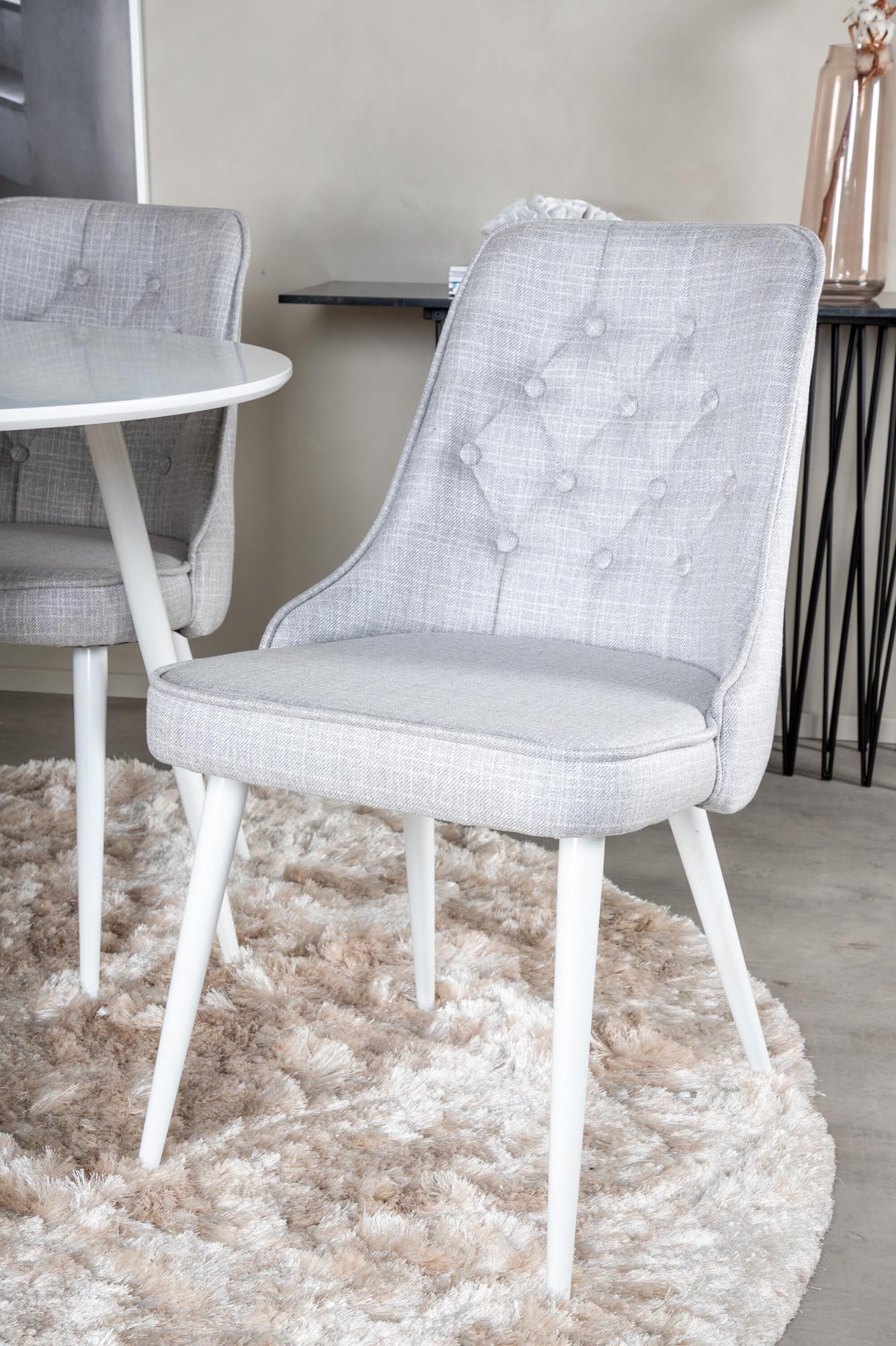 Plaza Esszimerset + Velvet Deluxe ⌀100cm/4St. in Weiss präsentiert im Onlineshop von KAQTU Design AG. Esszimmerset ist von Venture Home