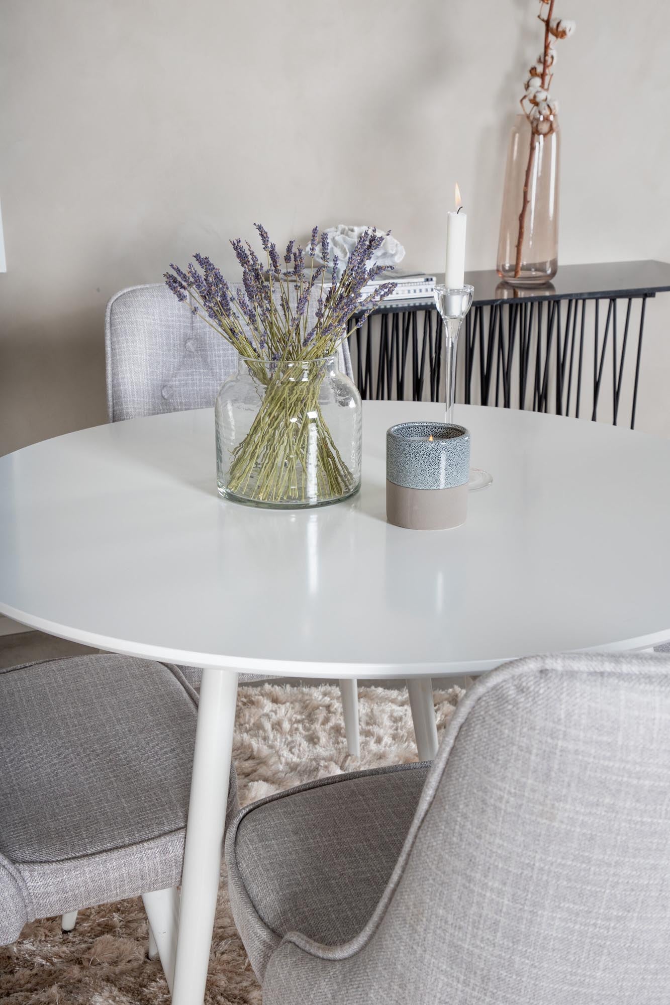 Plaza Esszimerset + Velvet Deluxe ⌀100cm/4St. in Weiss präsentiert im Onlineshop von KAQTU Design AG. Esszimmerset ist von Venture Home