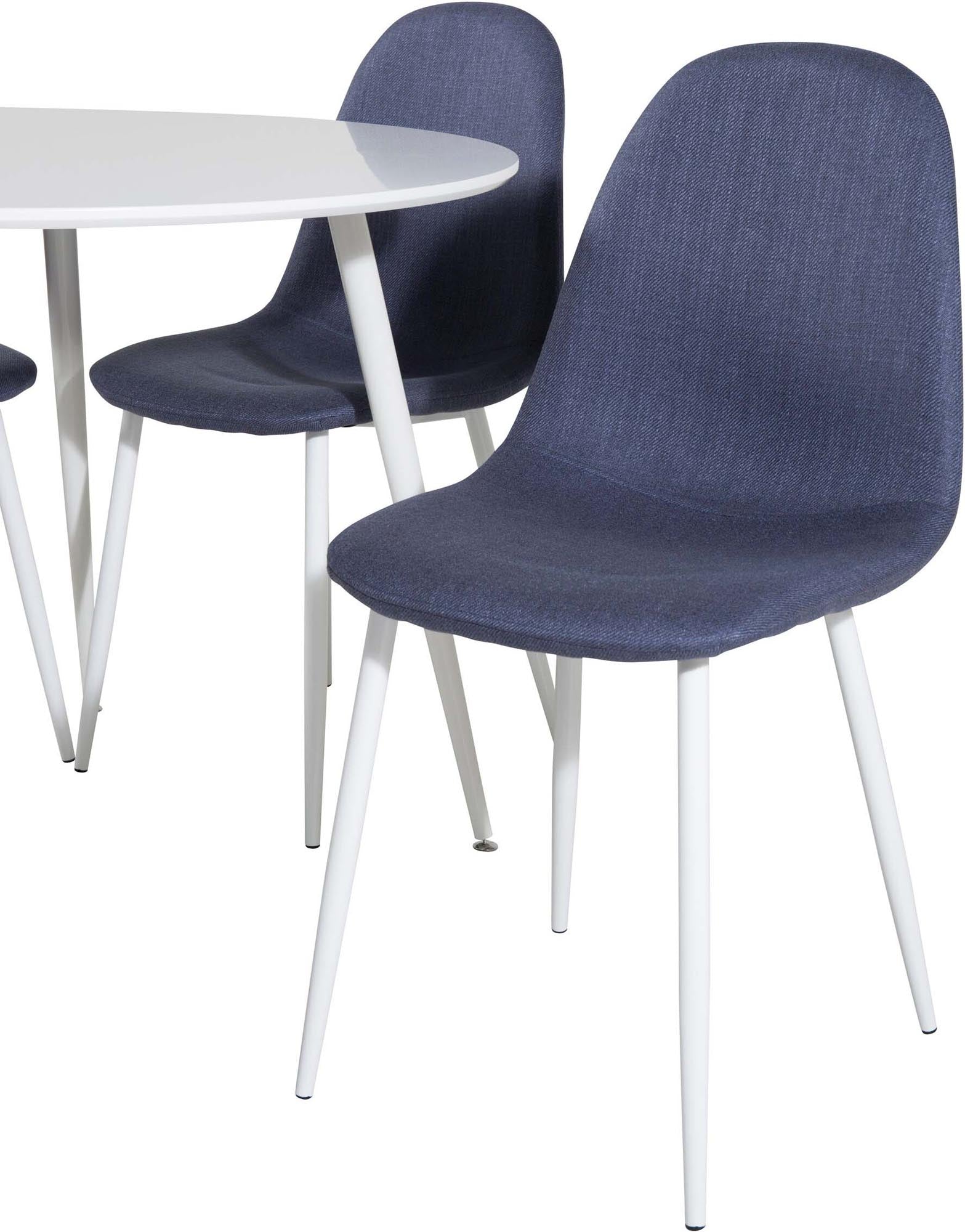 Plaza Esszimmerset + Polar ⌀100cm/4St. in Blau / Weiss präsentiert im Onlineshop von KAQTU Design AG. Esszimmerset ist von Venture Home