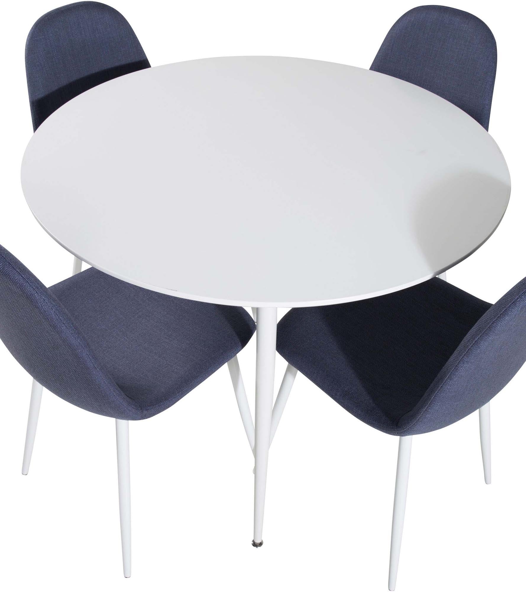 Plaza Esszimmerset + Polar ⌀100cm/4St. in Blau / Weiss präsentiert im Onlineshop von KAQTU Design AG. Esszimmerset ist von Venture Home