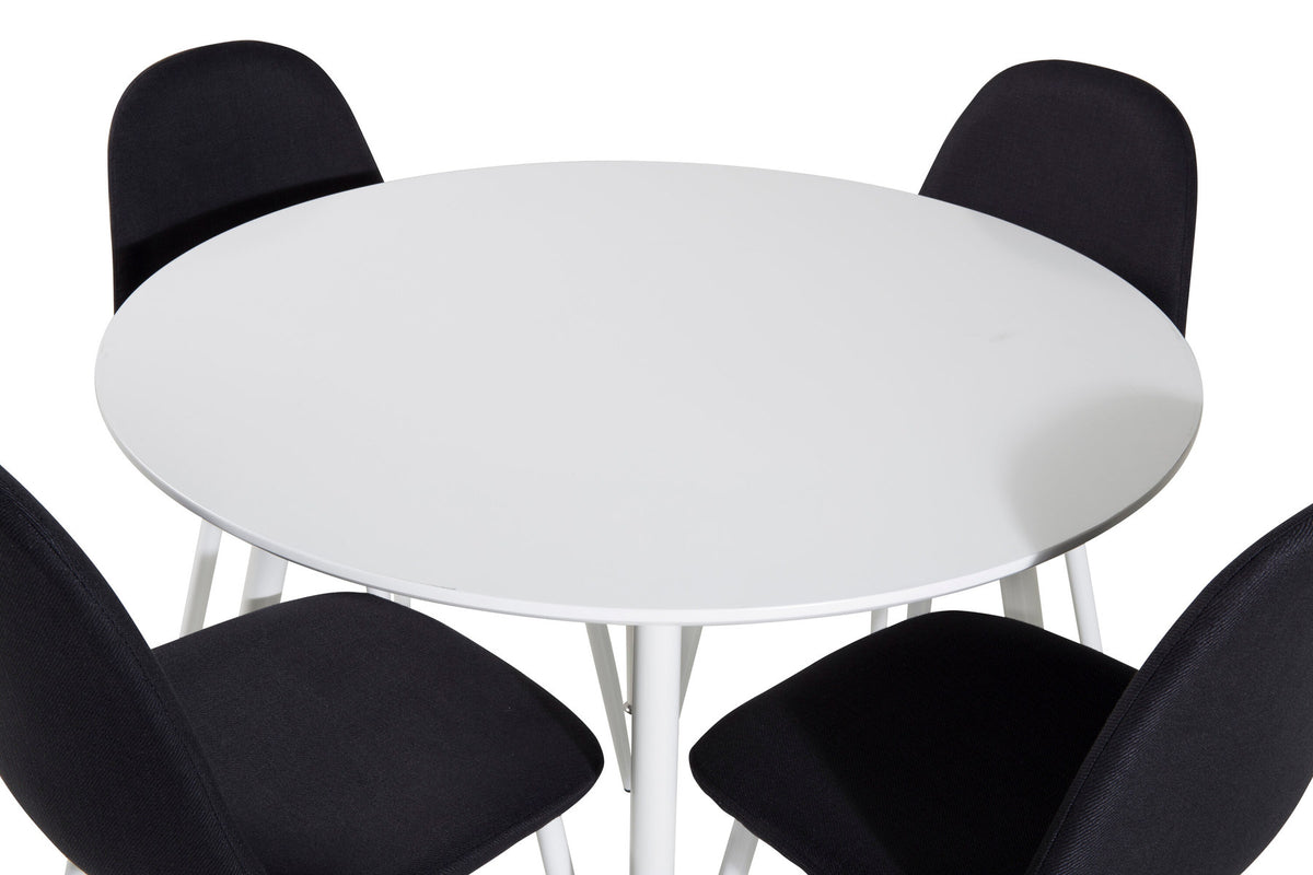 Plaza Esszimmerset + Polar ⌀100cm/4St. in Weiss / Schwarzgrau präsentiert im Onlineshop von KAQTU Design AG. Esszimmerset ist von Venture Home