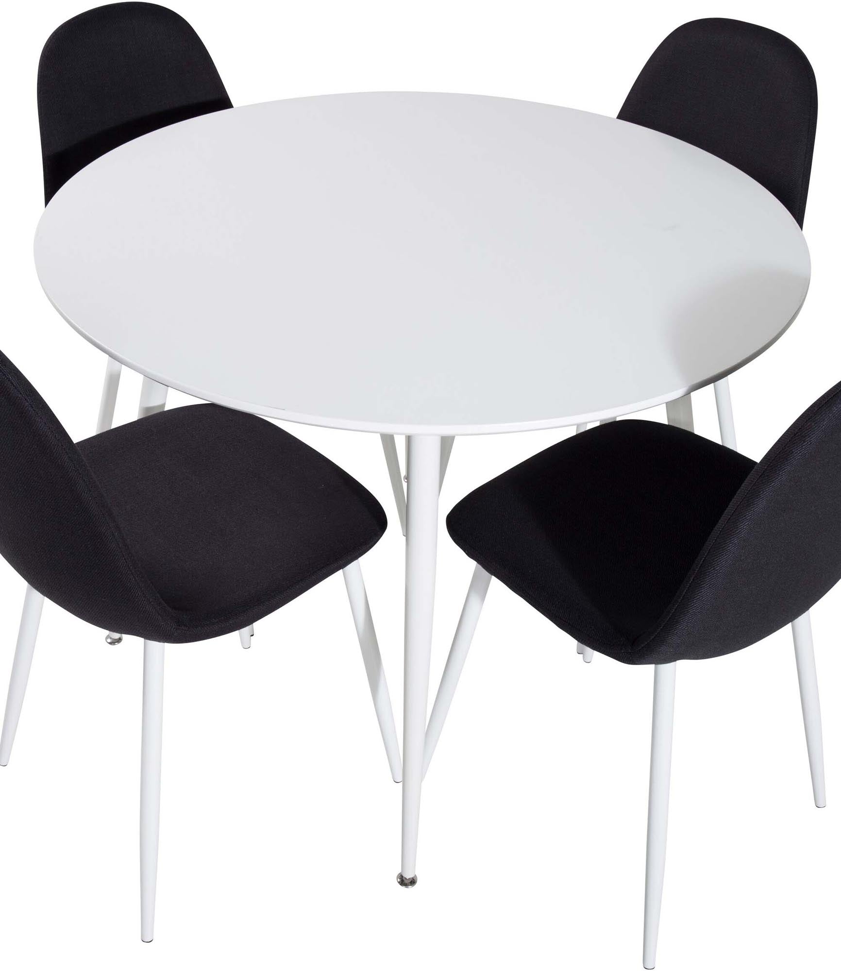 Plaza Esszimmerset + Polar ⌀100cm/4St. in Weiss / Schwarzgrau präsentiert im Onlineshop von KAQTU Design AG. Esszimmerset ist von Venture Home