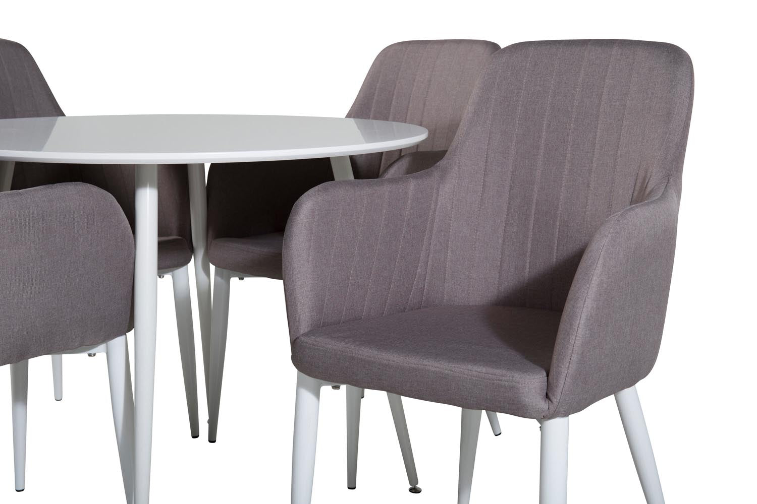 Plaza Esszimmerset + Comfort ⌀100cm/4St. in Weiss / Grau präsentiert im Onlineshop von KAQTU Design AG. Esszimmerset ist von Venture Home