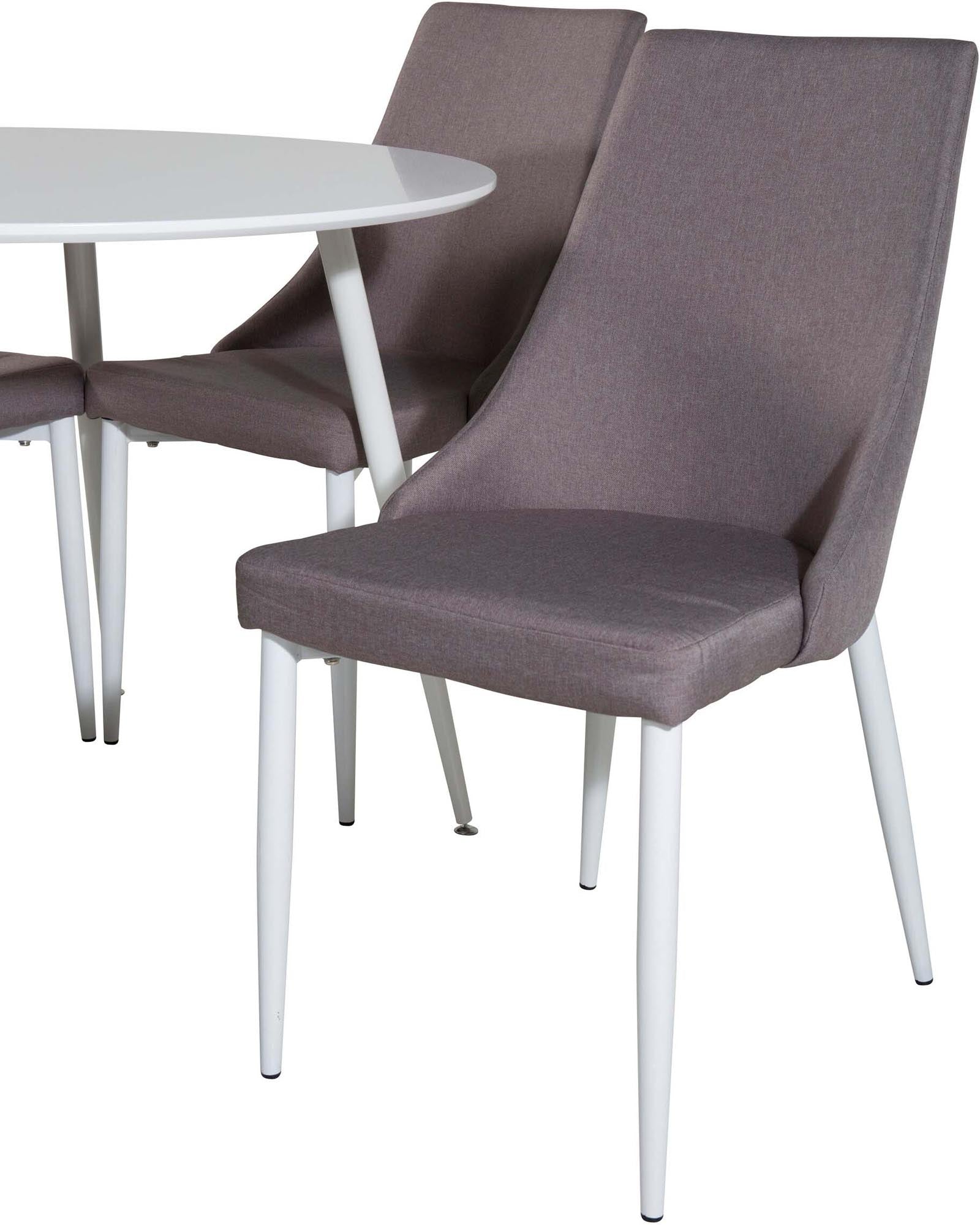 Elegantes Plaza Esszimmerset mit 4 Leone Stühlen, 100 cm Durchmesser. Ideal für gemütliche Abende und stilvolle Einrichtung. Robust und pflegeleicht.