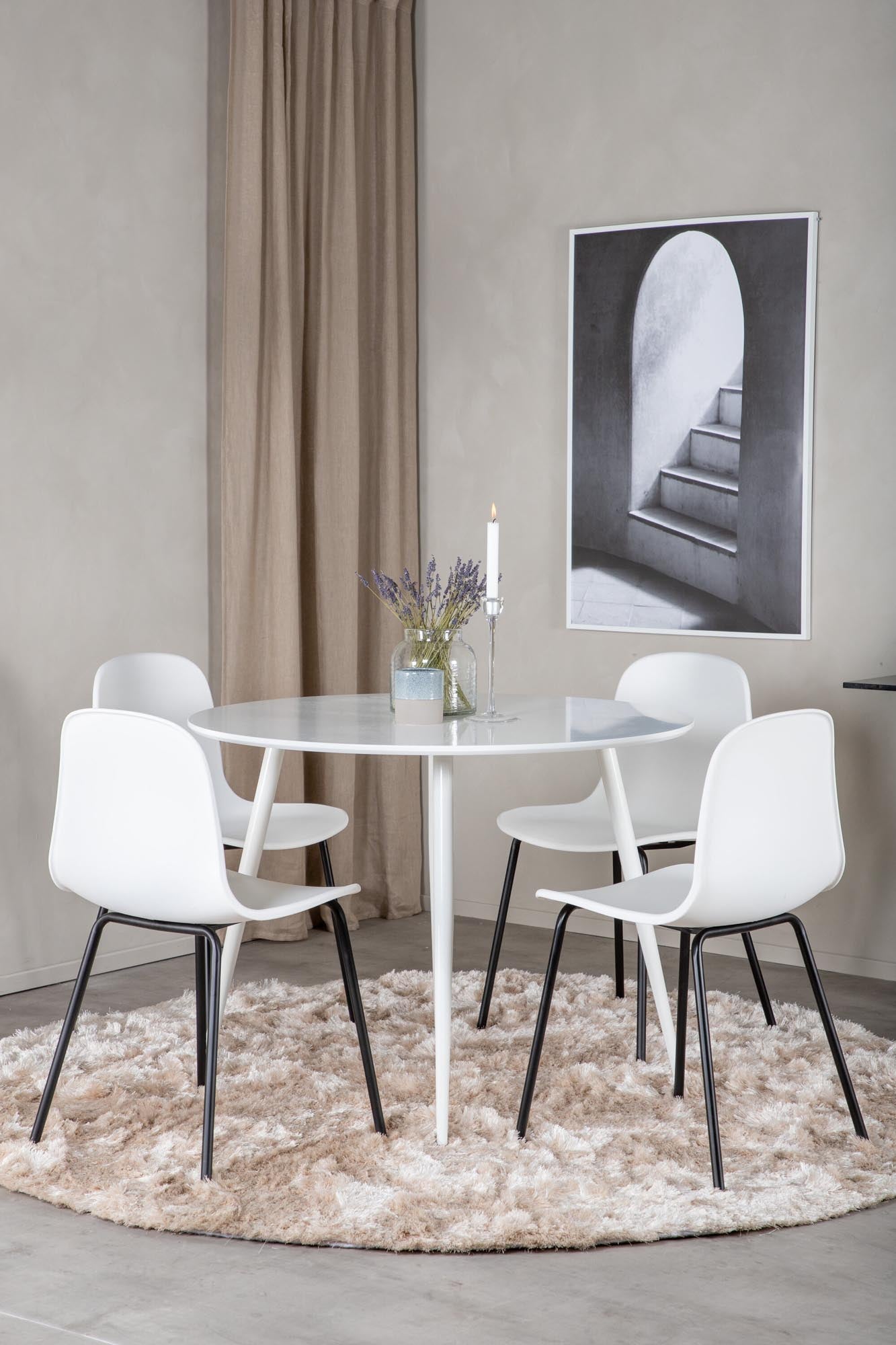 Plaza Esszimmerset + Arctic ⌀100cm/4St. in Schwarz-Weiss präsentiert im Onlineshop von KAQTU Design AG. Esszimmerset ist von Venture Home