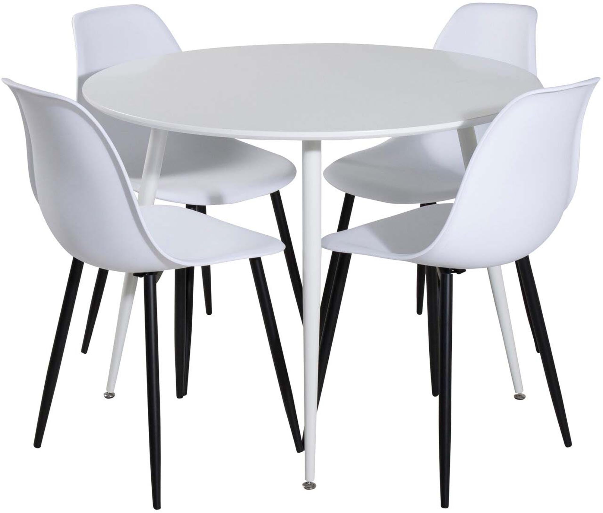 Plaza Esszimmerset + Polar ⌀100cm/4St. in Weiss / Schwarzgrau präsentiert im Onlineshop von KAQTU Design AG. Esszimmerset ist von Venture Home