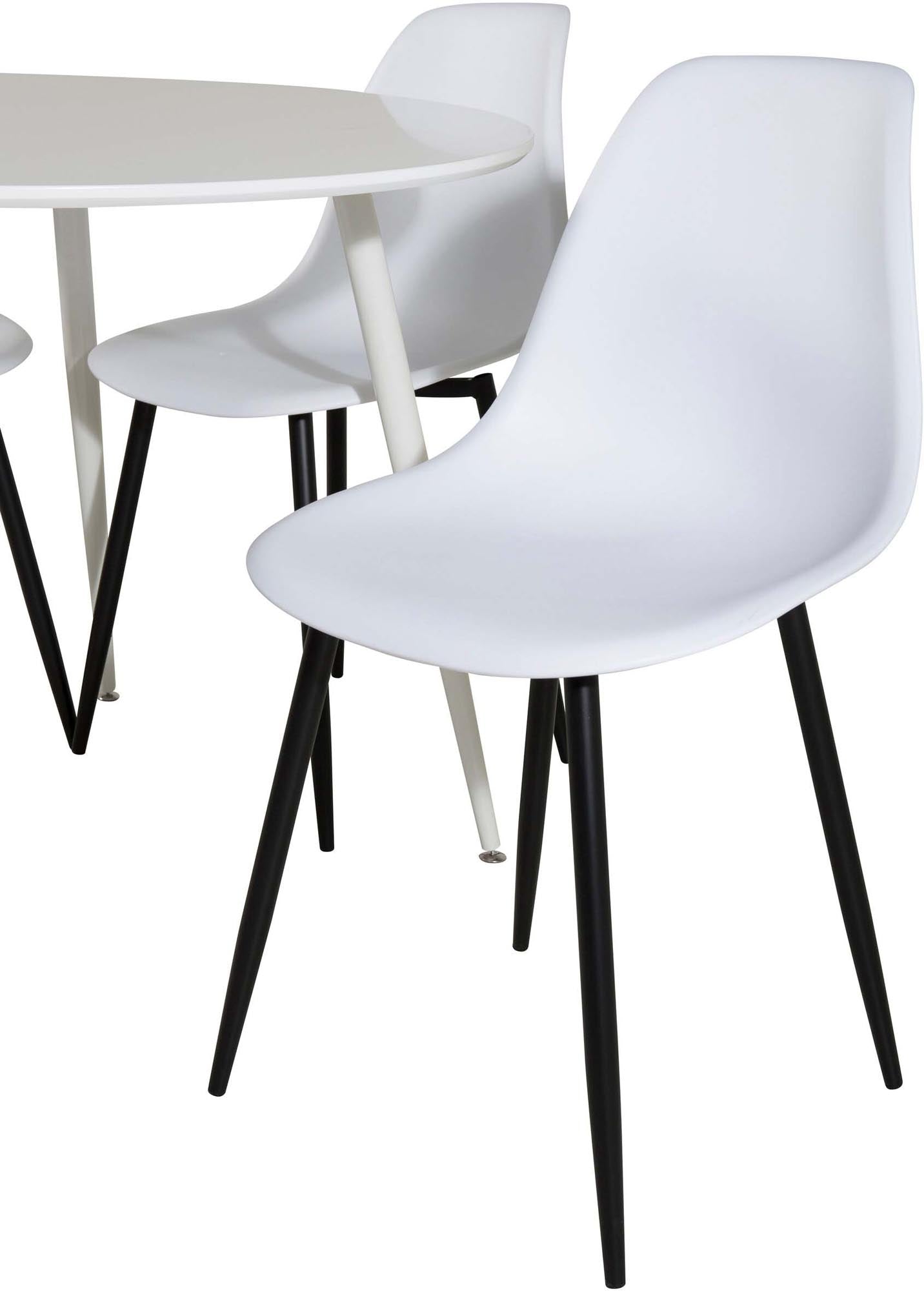 Plaza Esszimmerset + Polar ⌀100cm/4St. in Weiss / Schwarzgrau präsentiert im Onlineshop von KAQTU Design AG. Esszimmerset ist von Venture Home
