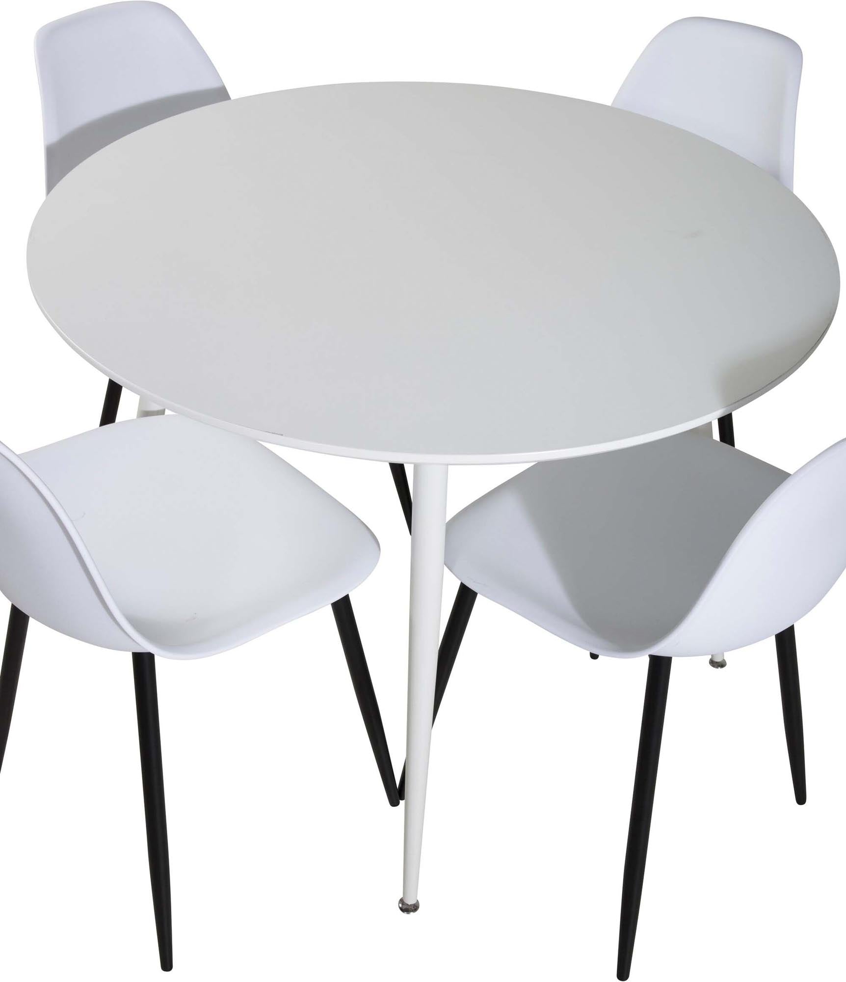 Plaza Esszimmerset + Polar ⌀100cm/4St. in Weiss / Schwarzgrau präsentiert im Onlineshop von KAQTU Design AG. Esszimmerset ist von Venture Home