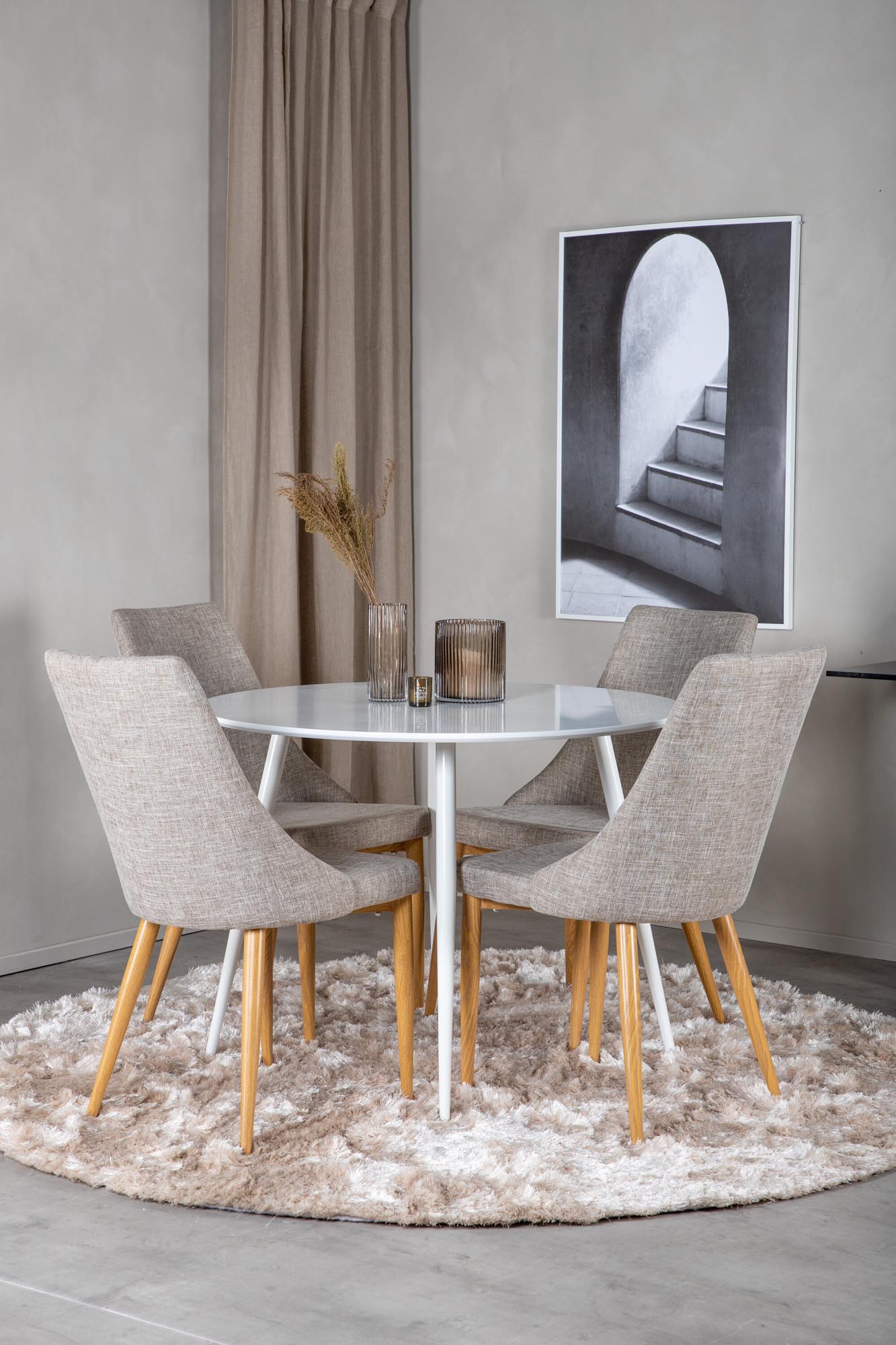 Modernes Esszimmerset Plaza + Leone, 100cm, 4 Stühle, Venture Home.