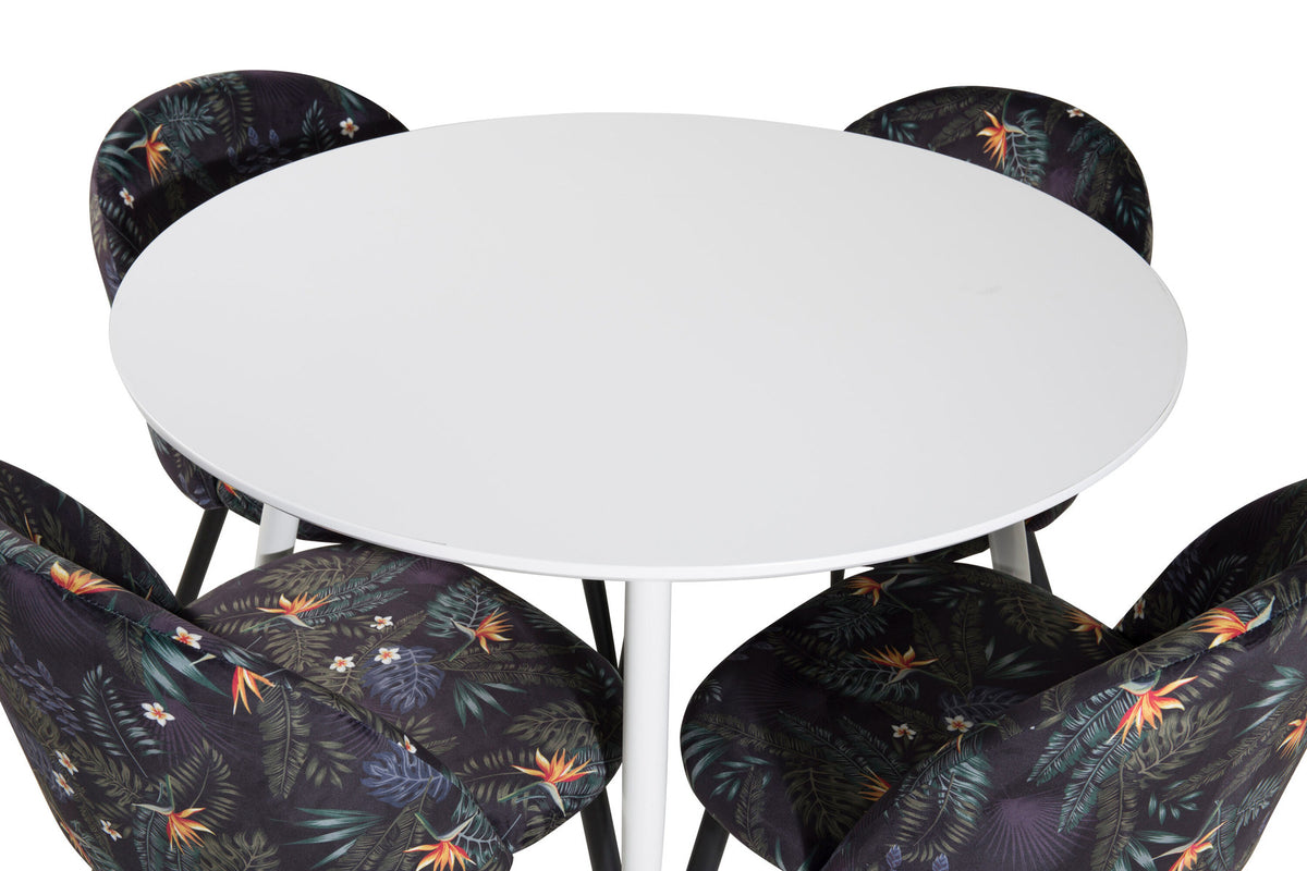 Plaza Esszimerset + Velvet ⌀100cm/4St. in Multicolor präsentiert im Onlineshop von KAQTU Design AG. Esszimmerset ist von Venture Home