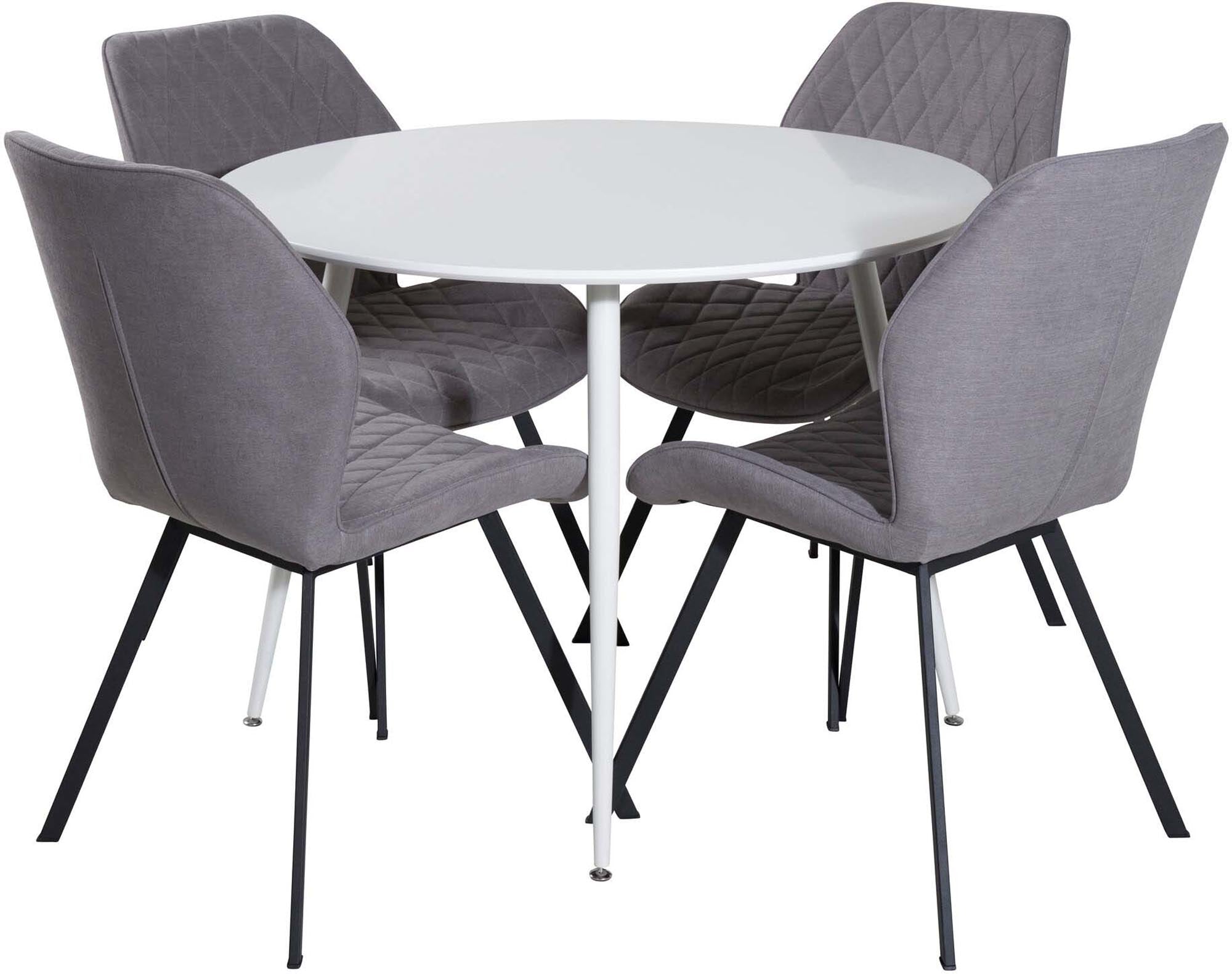 Plaza Esszimmerset + Gemma ⌀100cm/4St. in Weiss / Grau / Schwarz präsentiert im Onlineshop von KAQTU Design AG. Esszimmerset ist von Venture Home